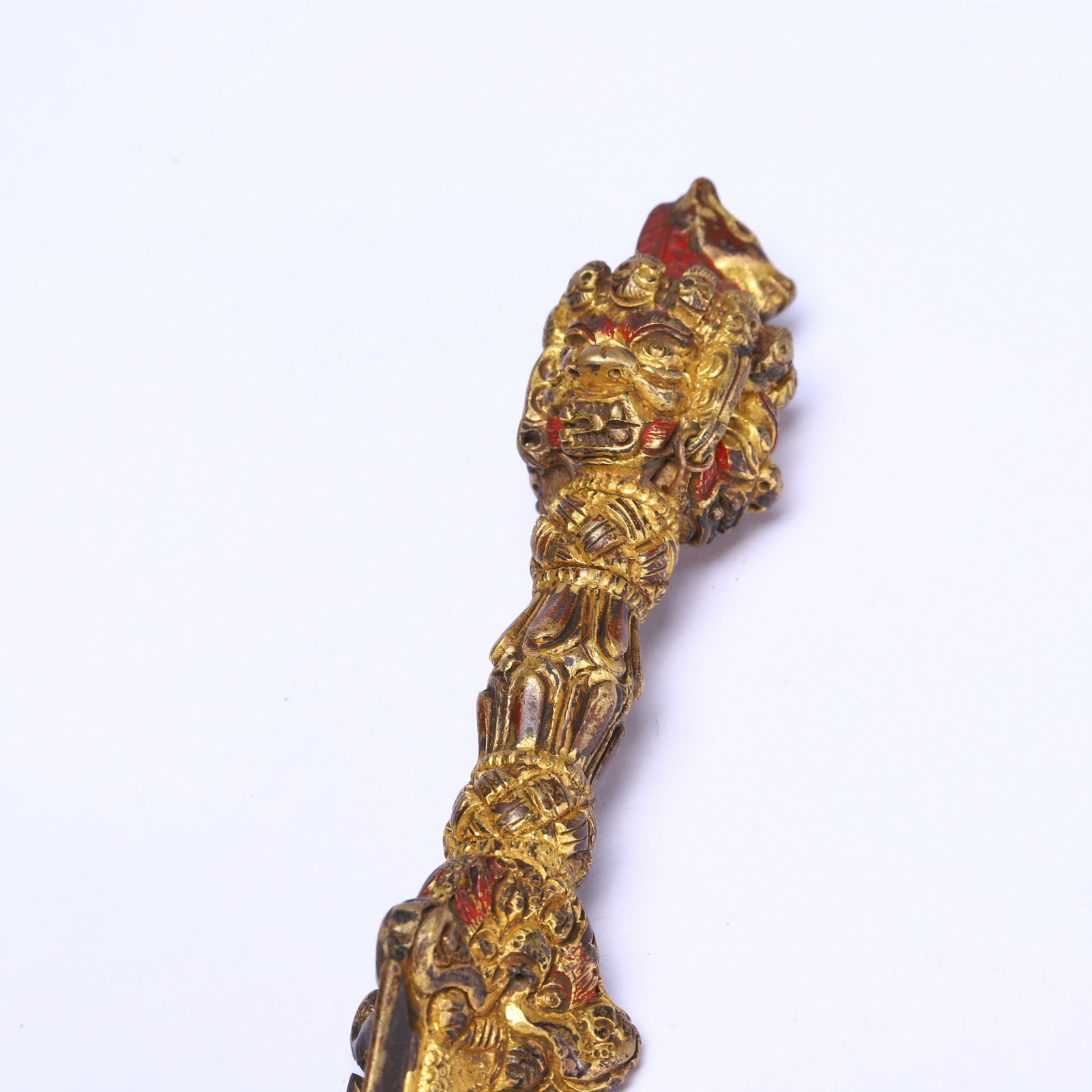 A Chinese Gilt-Bronze Phurba Ritual Dagger - 2