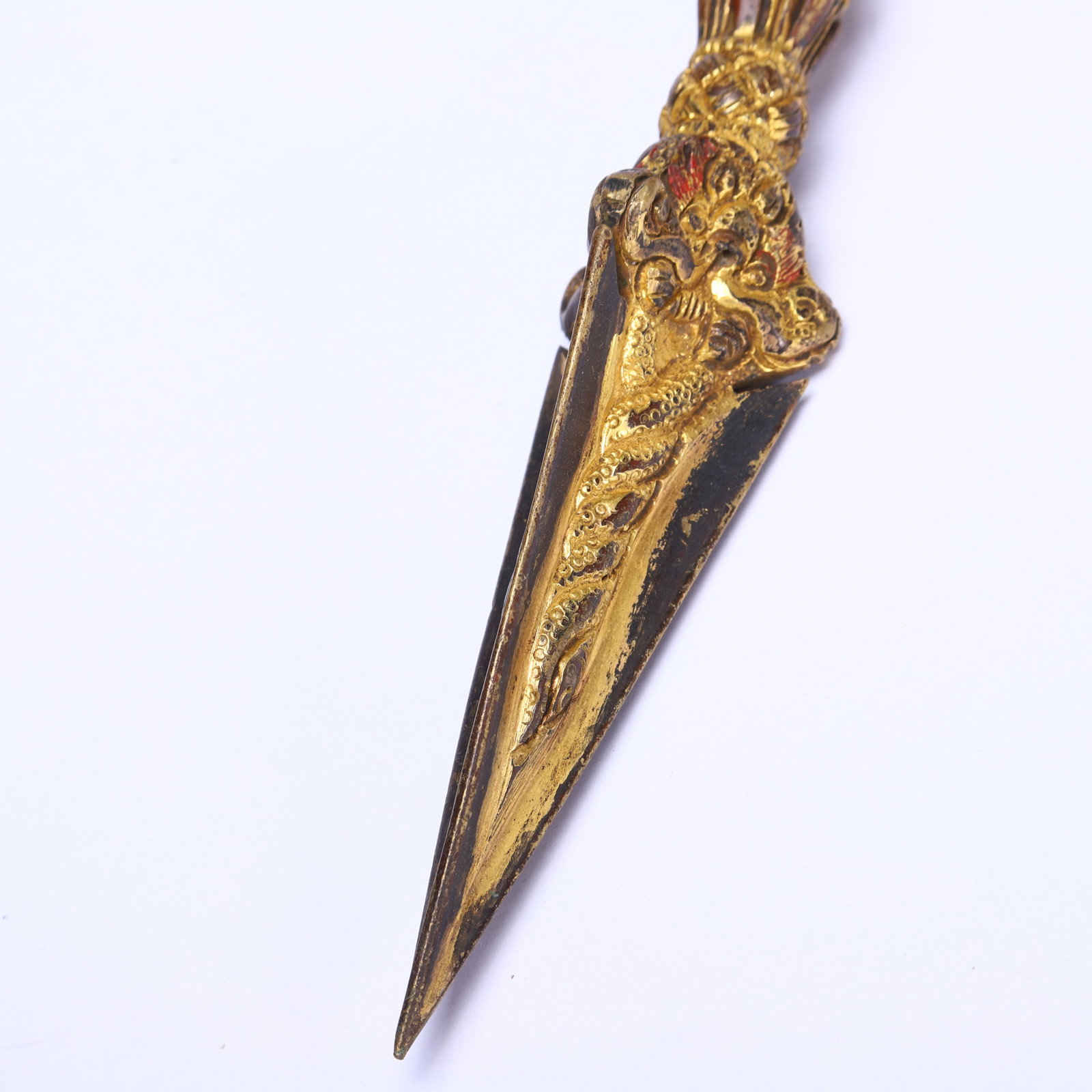 A Chinese Gilt-Bronze Phurba Ritual Dagger - 3