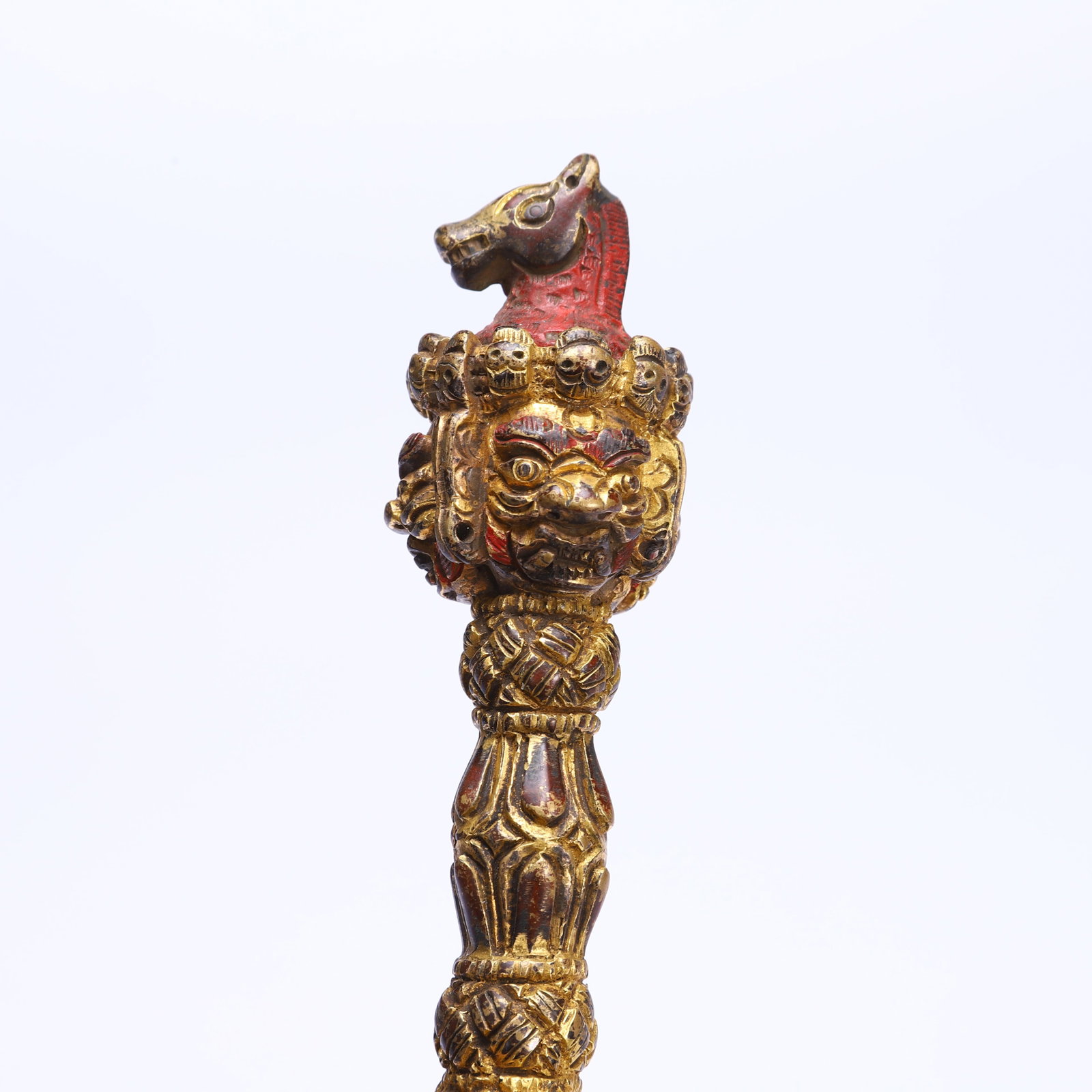 A Chinese Gilt-Bronze Phurba Ritual Dagger - 8
