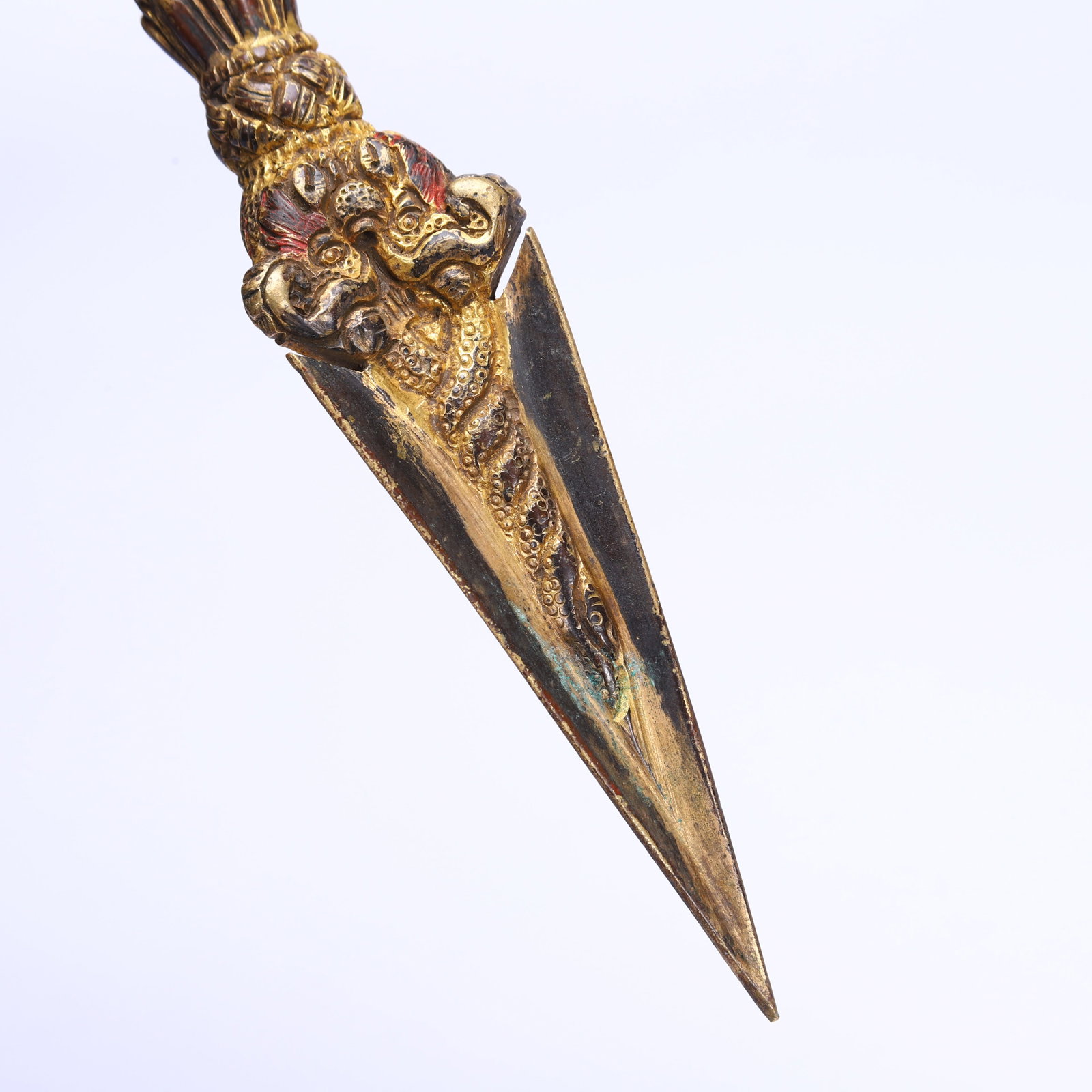A Chinese Gilt-Bronze Phurba Ritual Dagger - 9