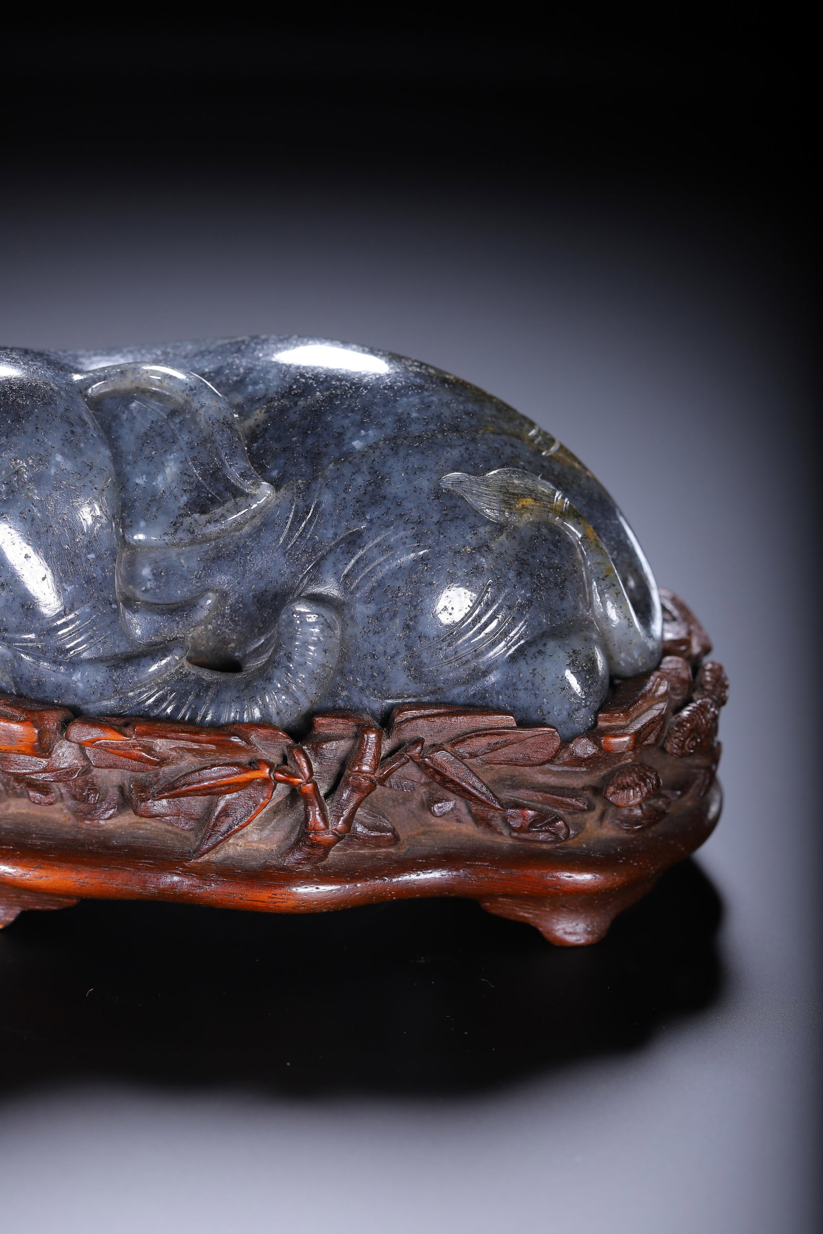 A CARVED JADE ELEPHANT - 2