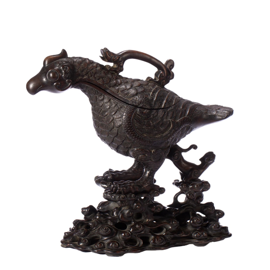 A Chinese Agarwood Bird Censer Ornament: A Chinese Agarwood Bird Censer Ornament (32 x 14 x 28cm,Weight 890 grams)