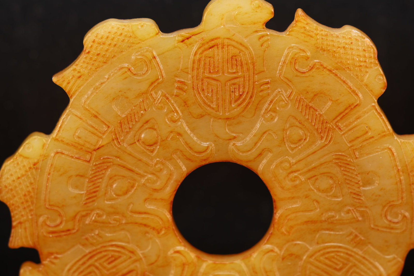 Jade Carved Beast Face Pattern Bi - 2