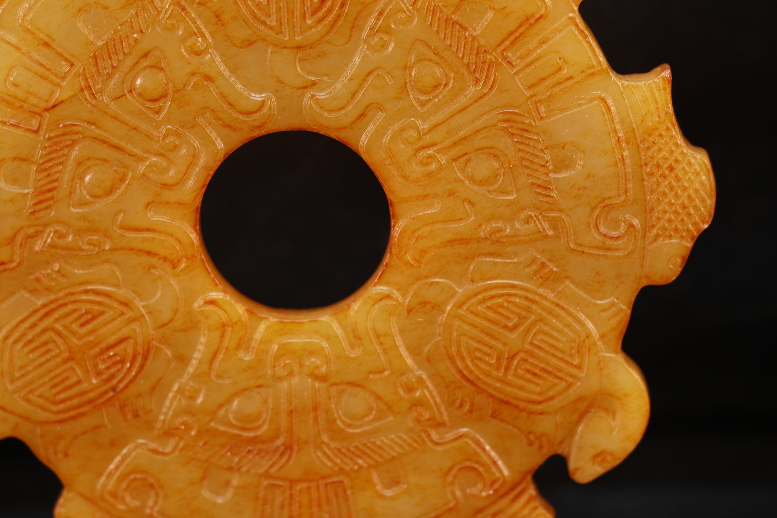Jade Carved Beast Face Pattern Bi - 3
