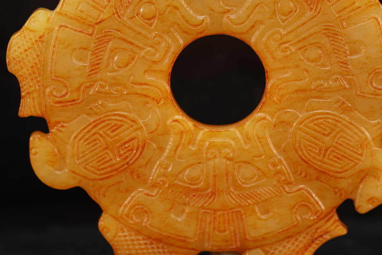 Jade Carved Beast Face Pattern Bi - 4