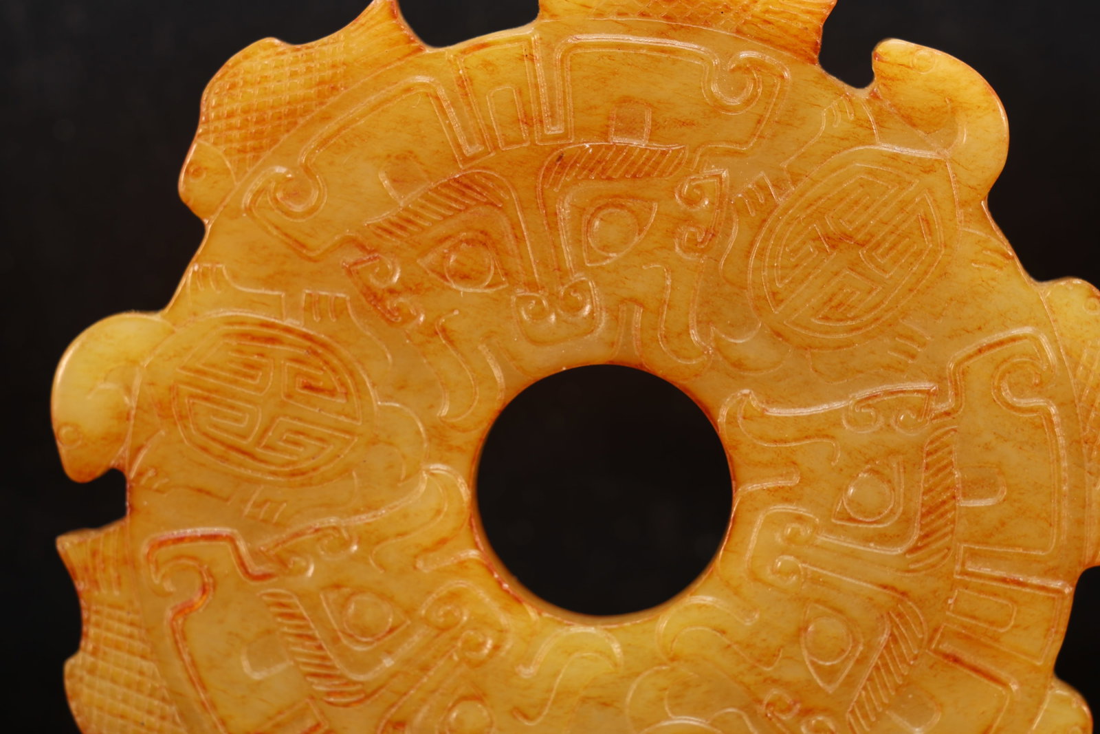 Jade Carved Beast Face Pattern Bi - 6
