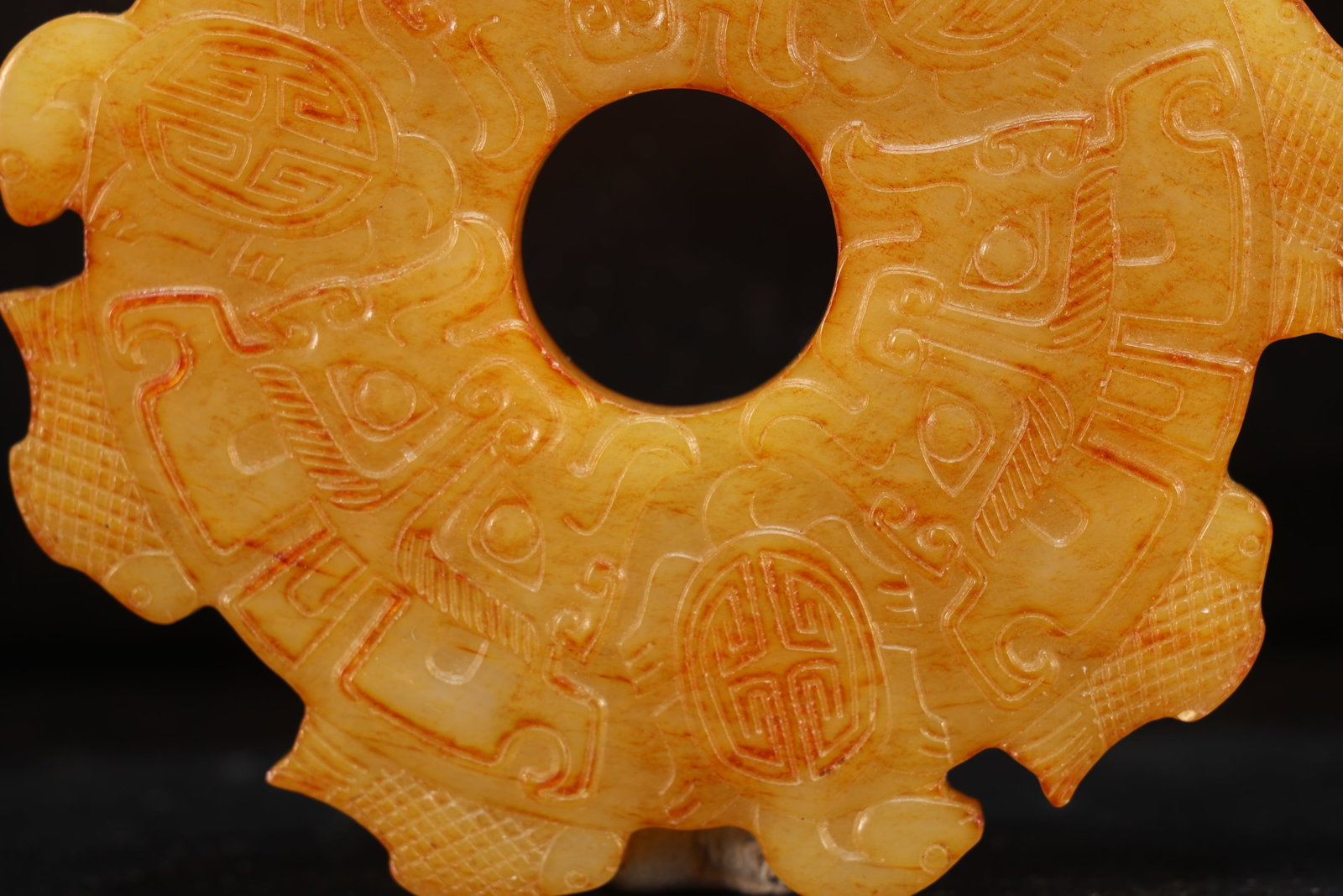 Jade Carved Beast Face Pattern Bi - 7