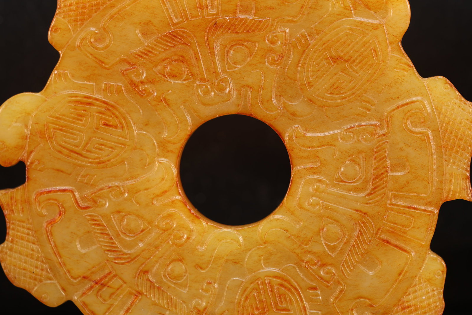 Jade Carved Beast Face Pattern Bi - 8