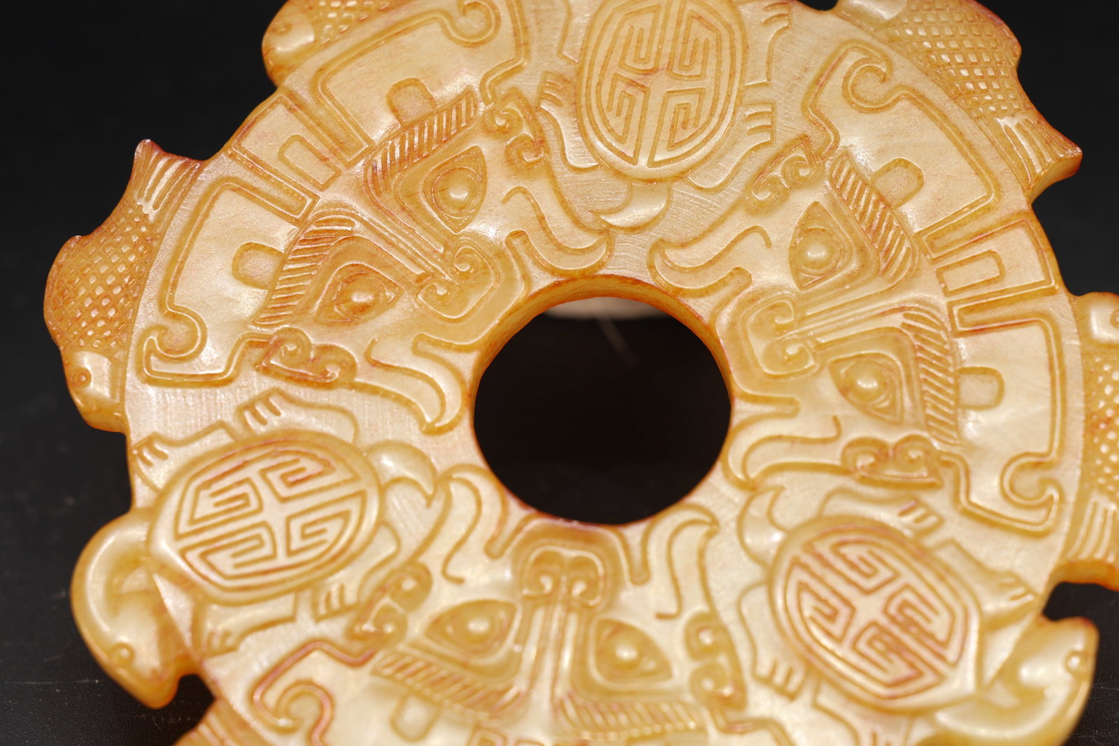 Jade Carved Beast Face Pattern Bi - 9
