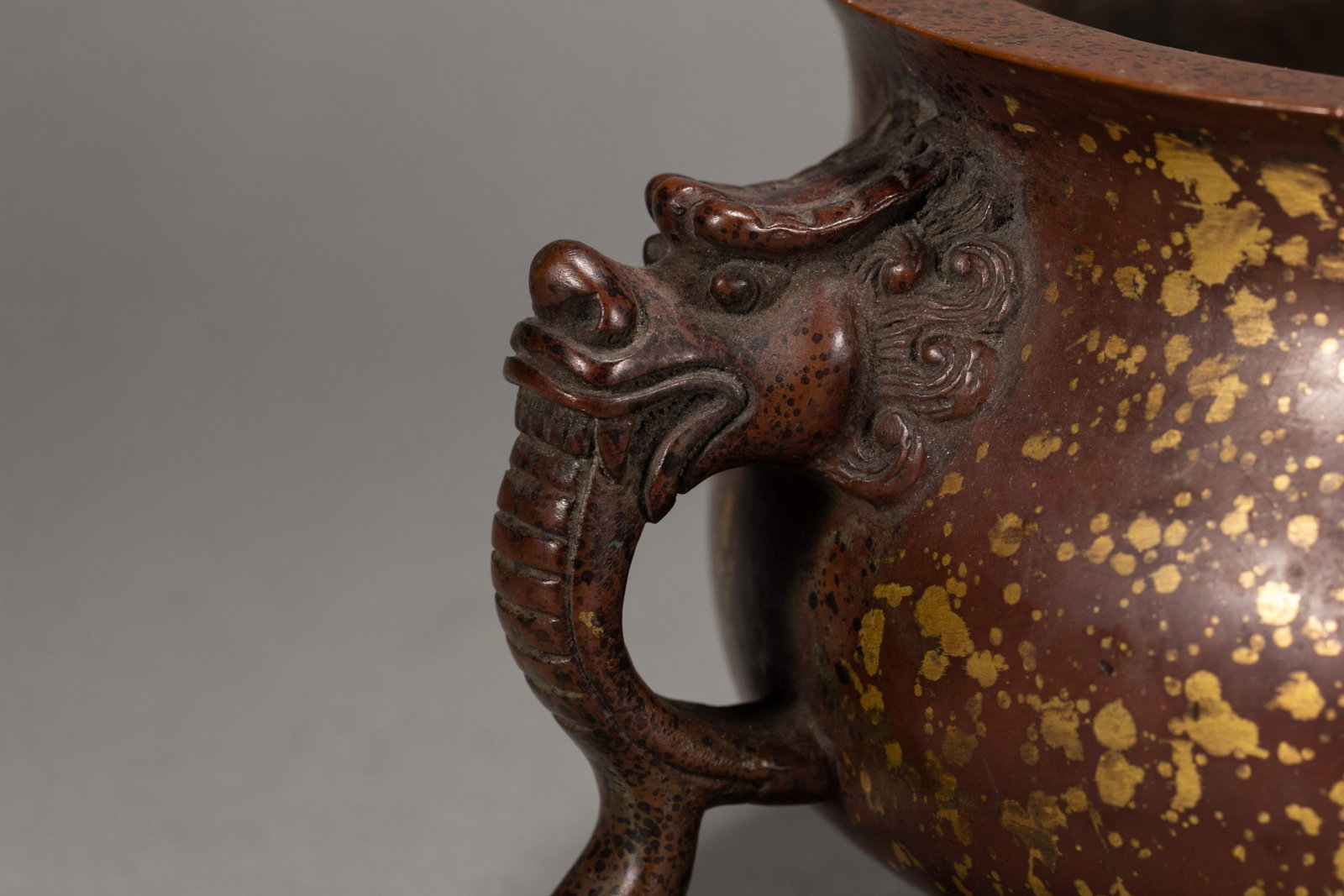 A Chinese Gold-Splashed Bronze Censer - 4