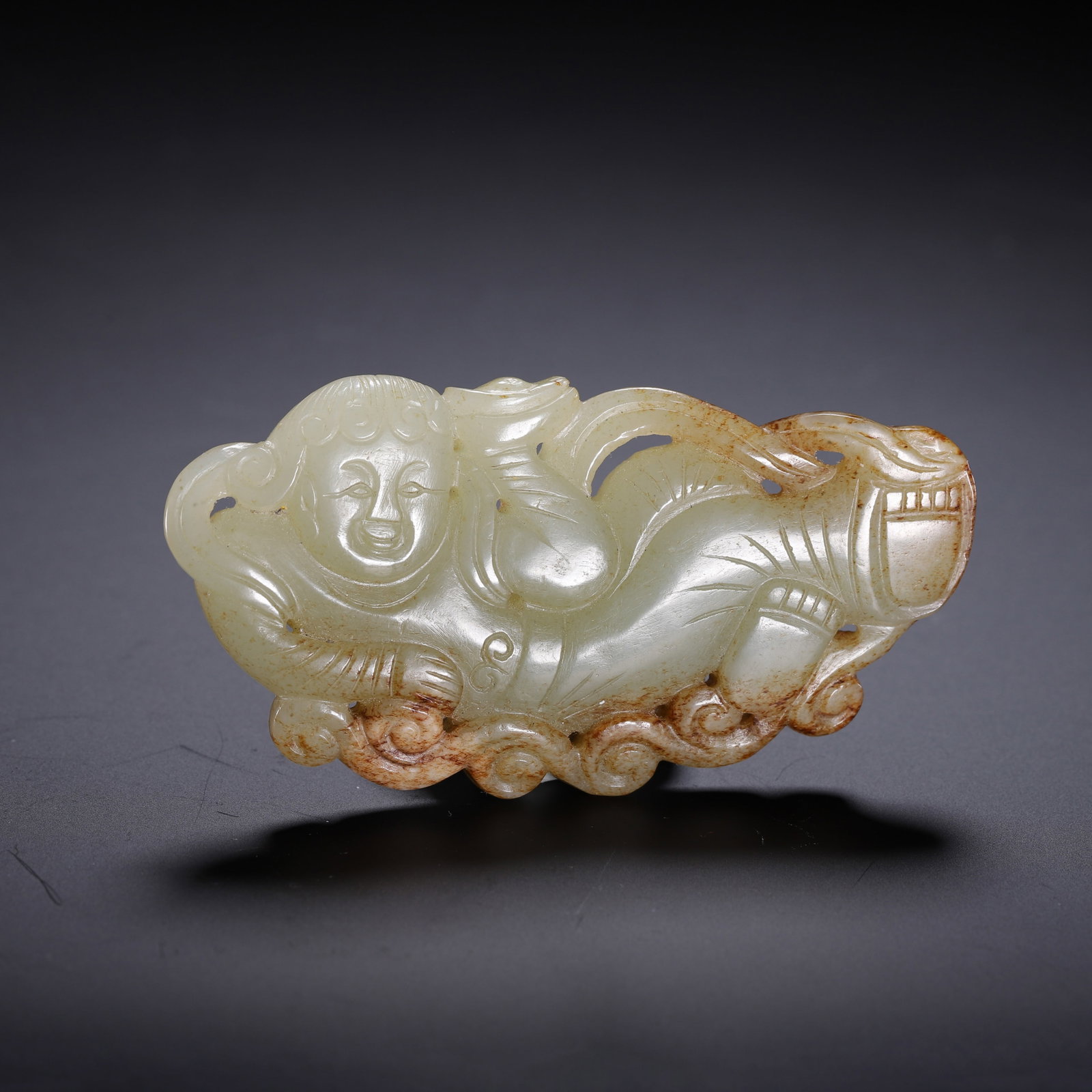 A Chinese Hetian Jade Figural Pendant: A Chinese Hetian Jade Figural Pendant (7.5 x 3.8cm,Weight 40 grams)