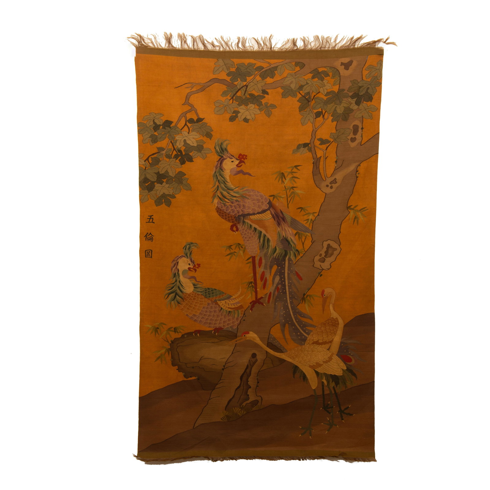 CHINESE KESI SILK PHOENIX SCROLL: CHINESE KESI SILK PHOENIX SCROLL (128 x 72cm)