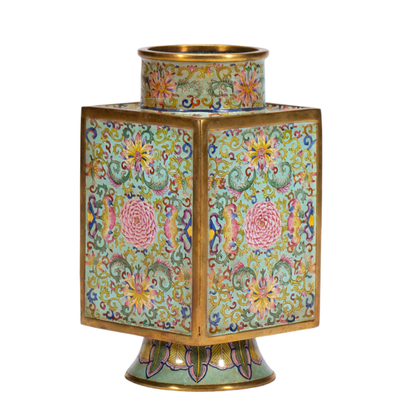 A Chinese Painted Enamel Square Vase (1 of 10)