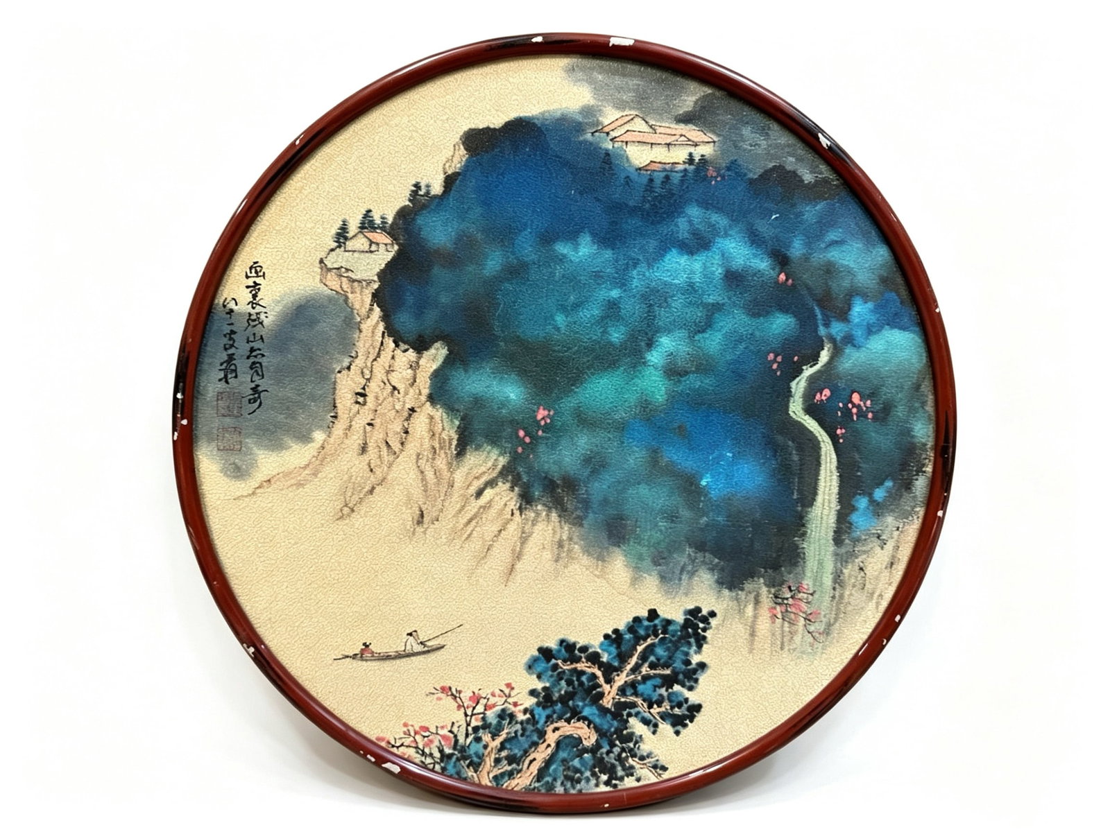Chinese Drawing Colored Landscape Painting,Zhang Daqian Mark: Chinese Drawing Colored Landscape Painting,Zhang Daqian Mark (45 x 45cm)