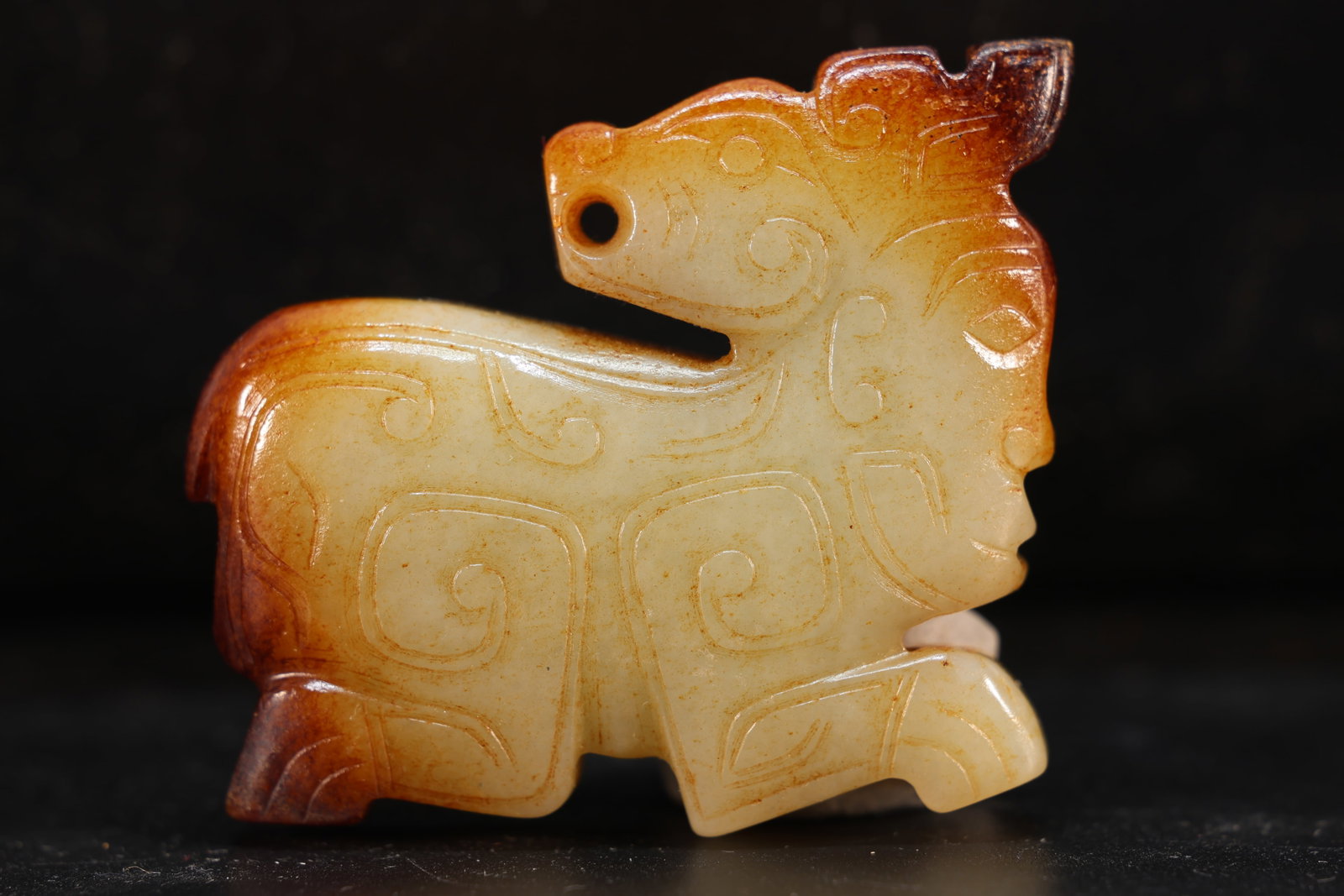 Jade Carved Beast Face and Character Face & Poetry Pattern Bi: Jade Carved Beast Face and Character Face & Poetry Pattern Bi (5.5 x 4.5 x 1cm)