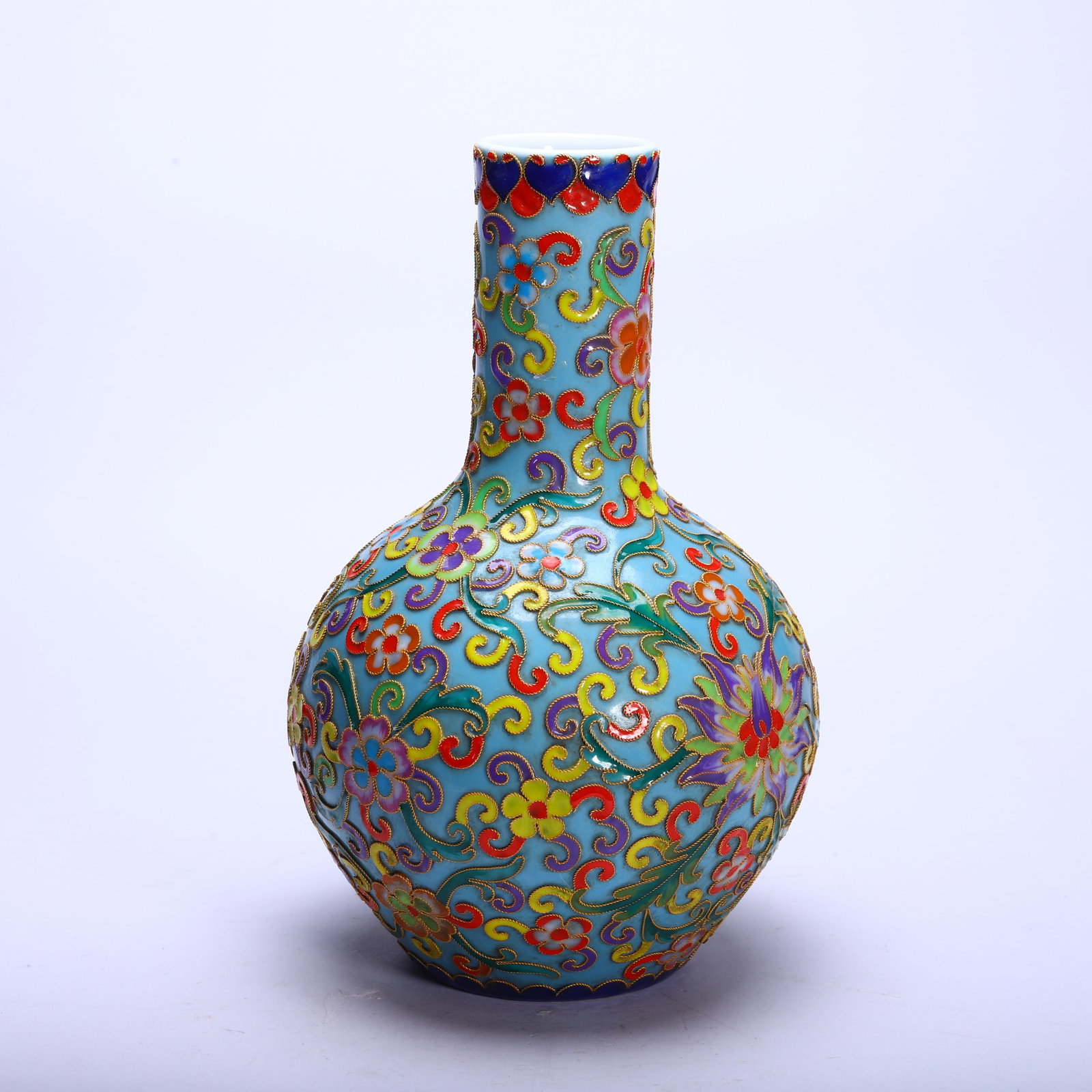 A CLOISONNE ENAMEL GLOBULAR VASE - 5