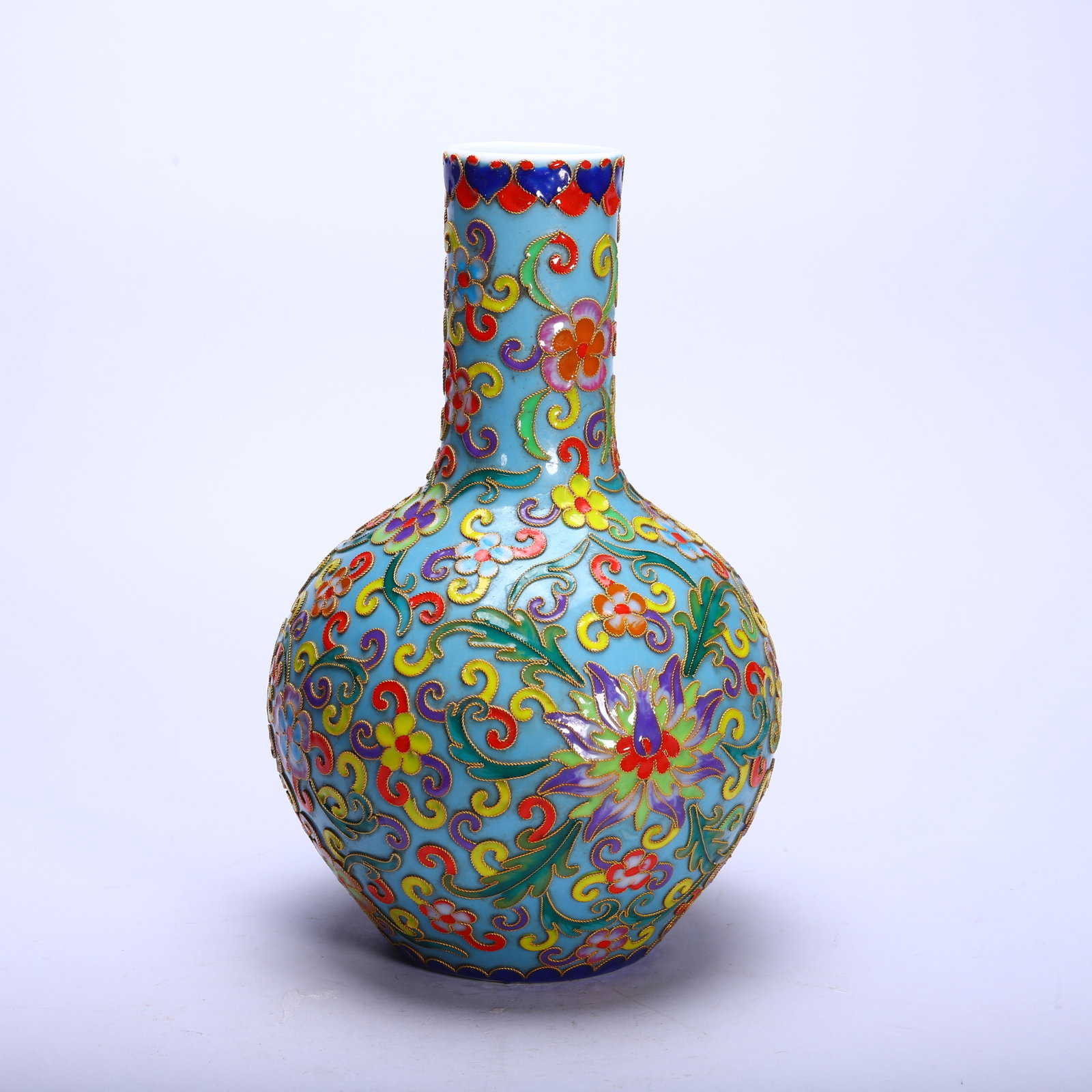 A CLOISONNE ENAMEL GLOBULAR VASE - 6