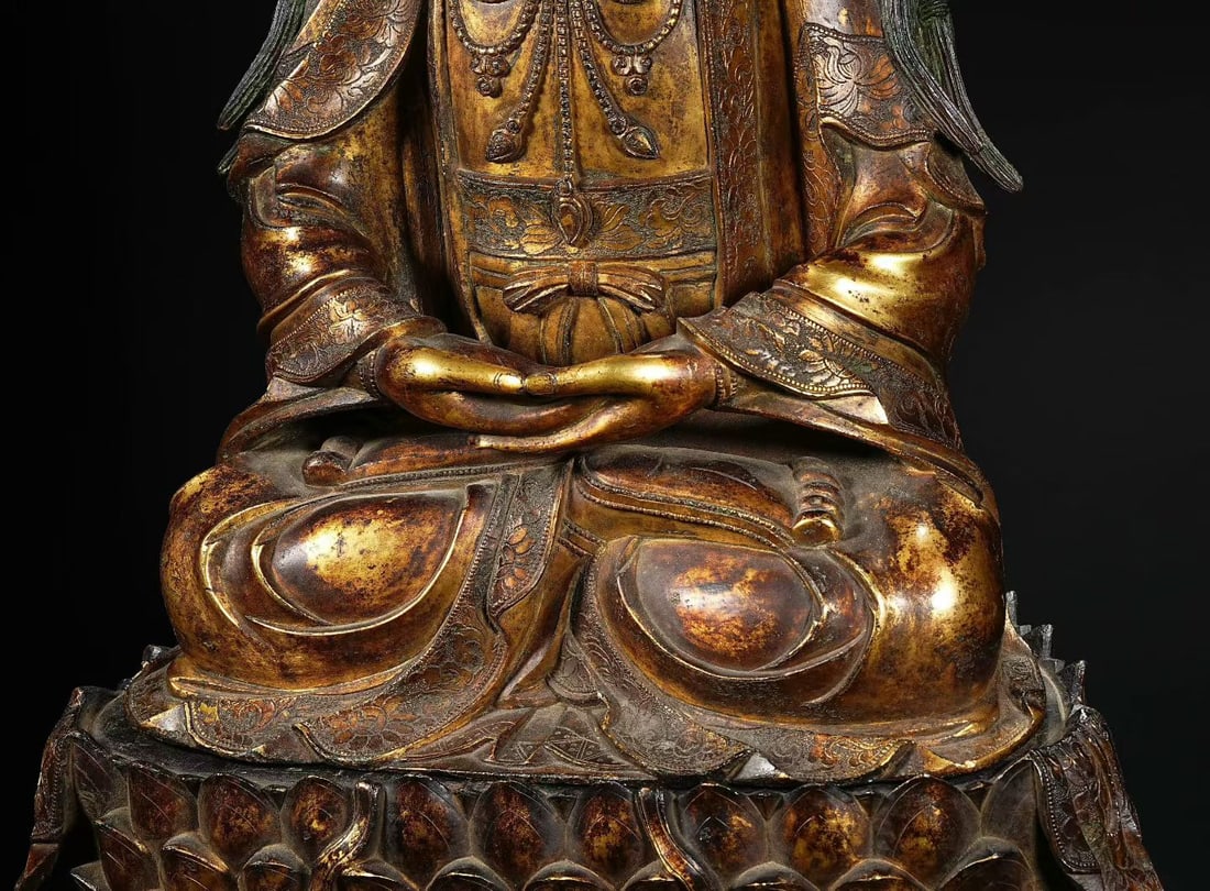 Gilt Bronze GuanYin Figure - 3