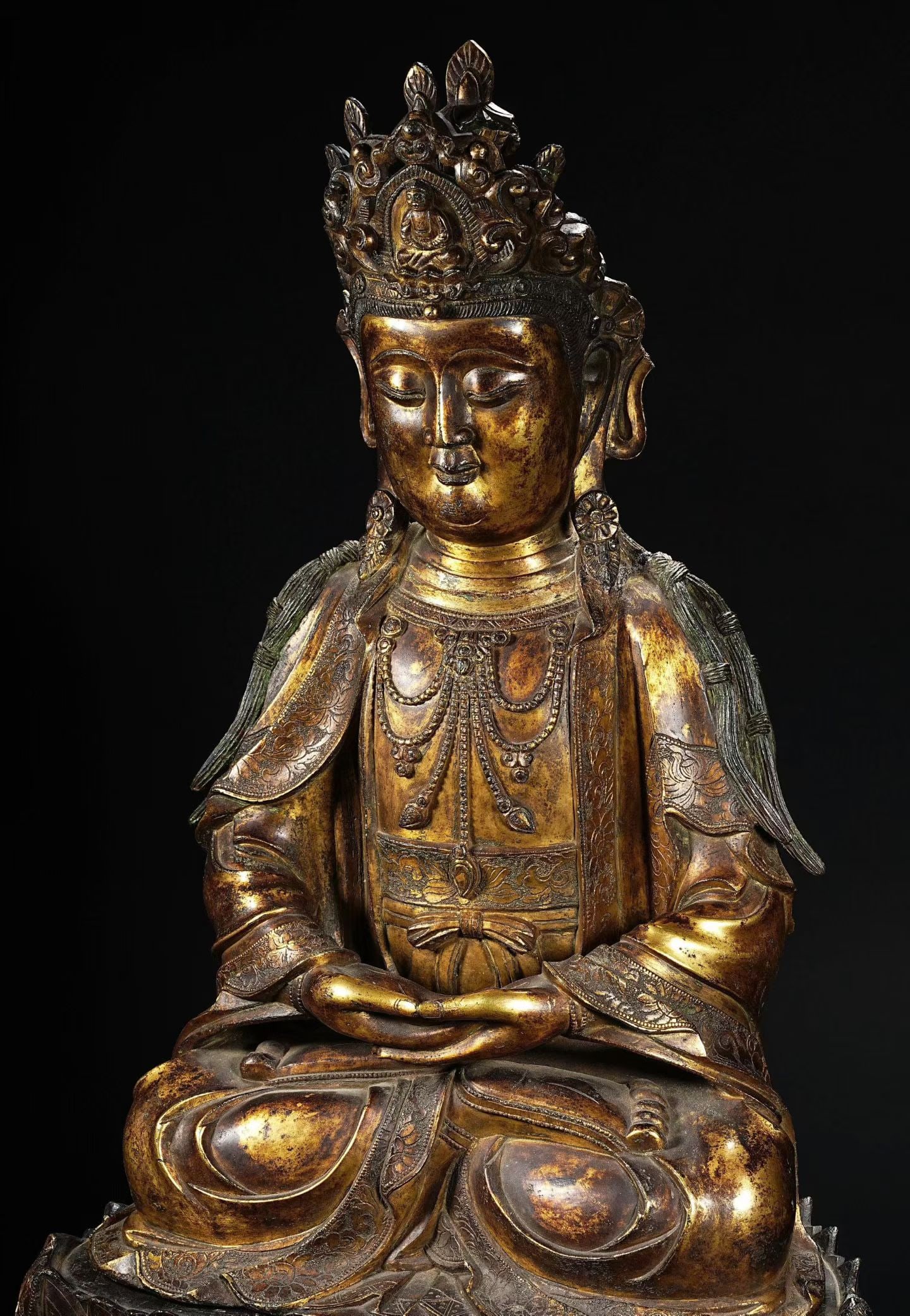 Gilt Bronze GuanYin Figure - 4