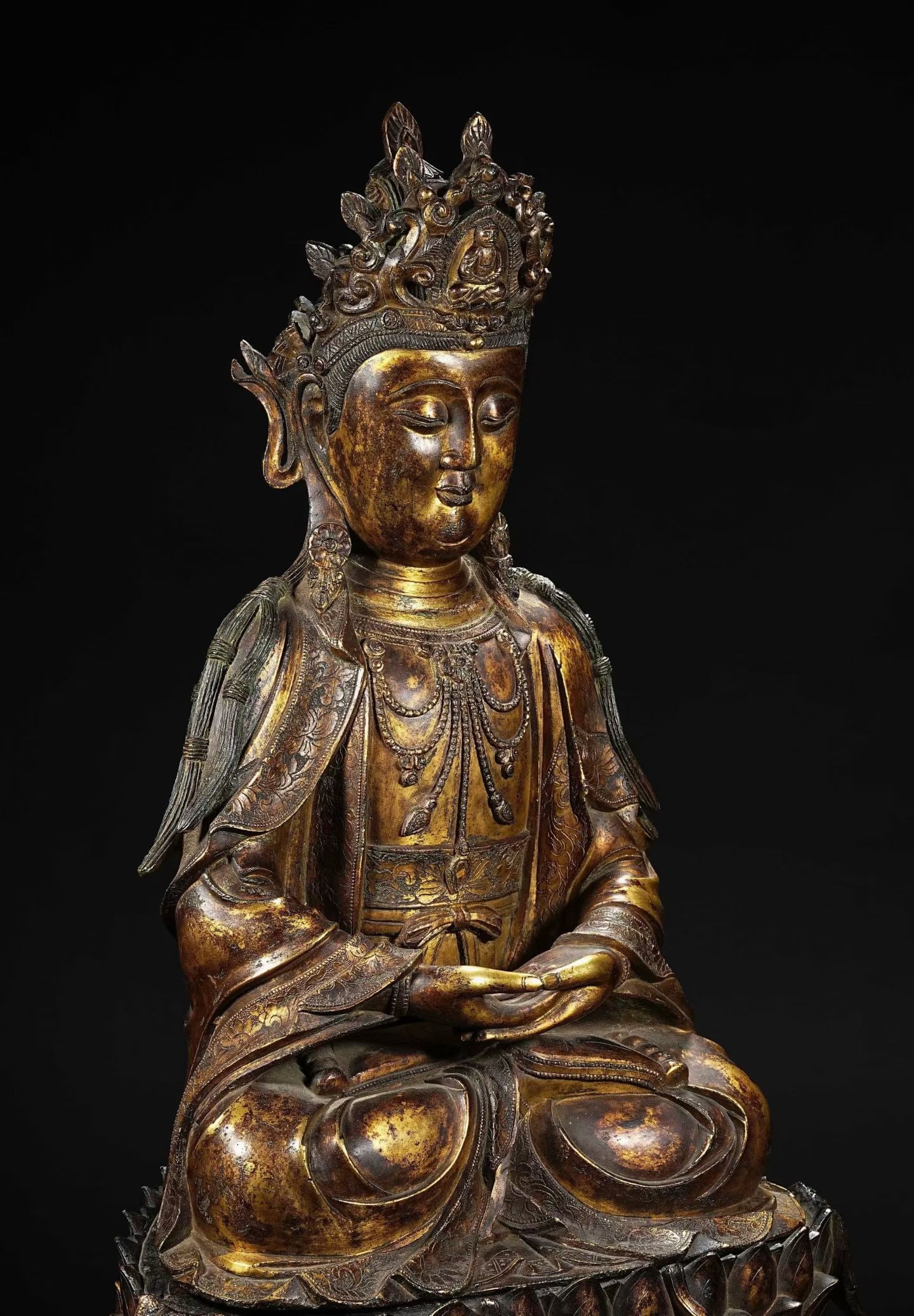 Gilt Bronze GuanYin Figure - 6