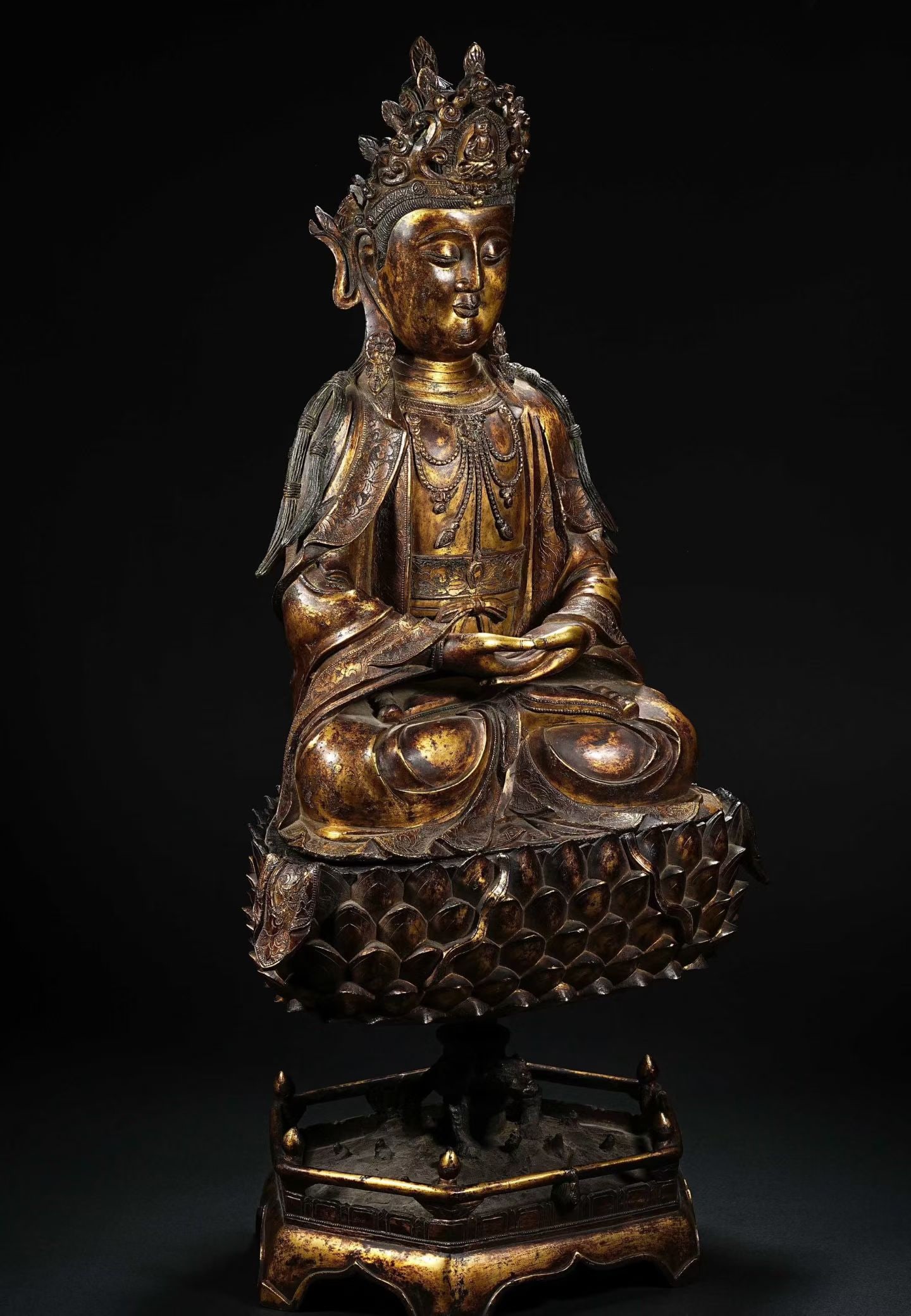 Gilt Bronze GuanYin Figure - 7