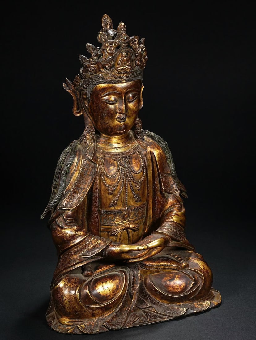 Gilt Bronze GuanYin Figure - 8