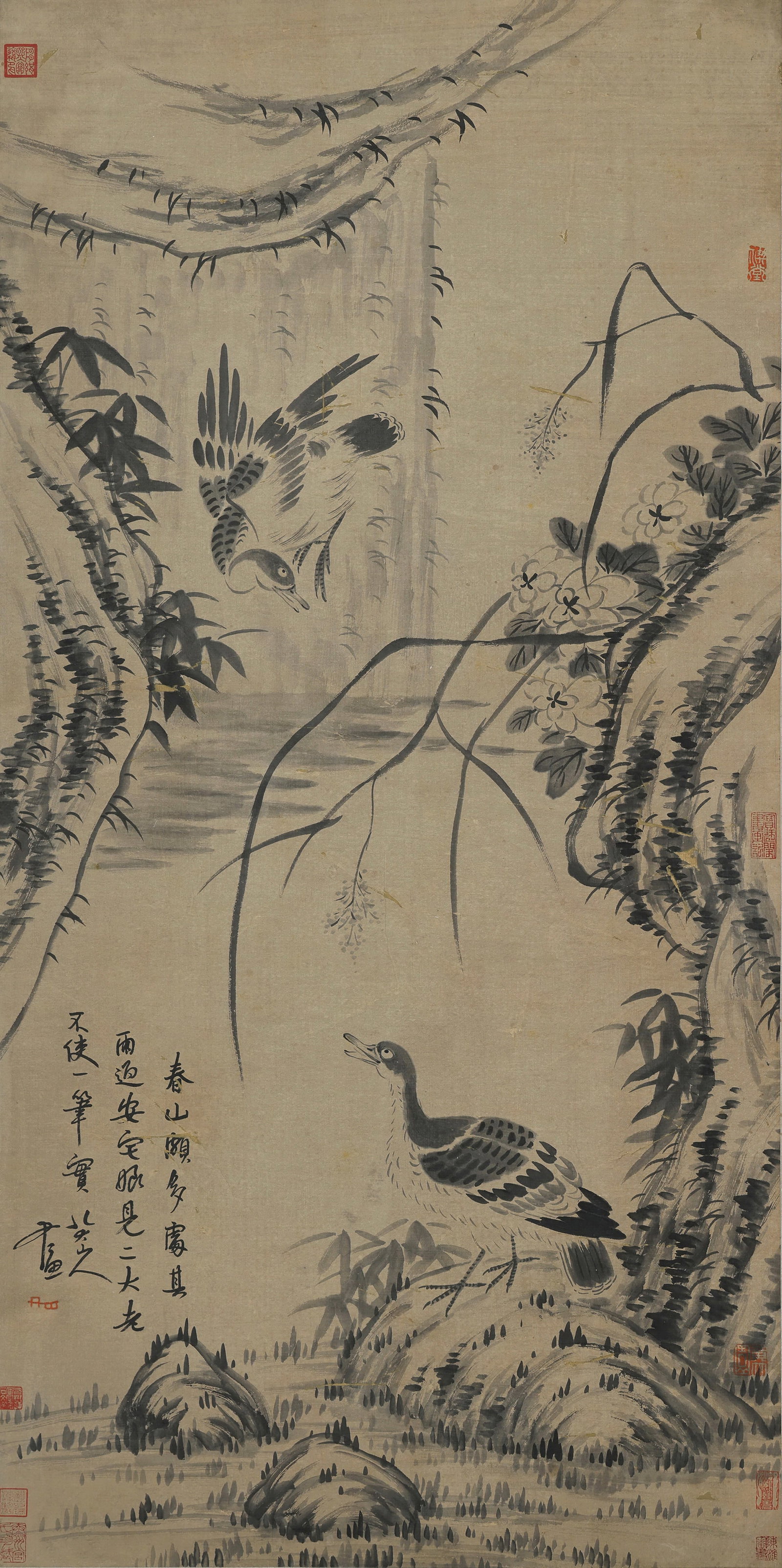 Zhu Da mark, Chinese Bird painting. Ink on Paper, Hanging Scroll: Zhu Da mark, Chinese Bird painting. Ink on Paper, Hanging Scroll (137 x 68cm)