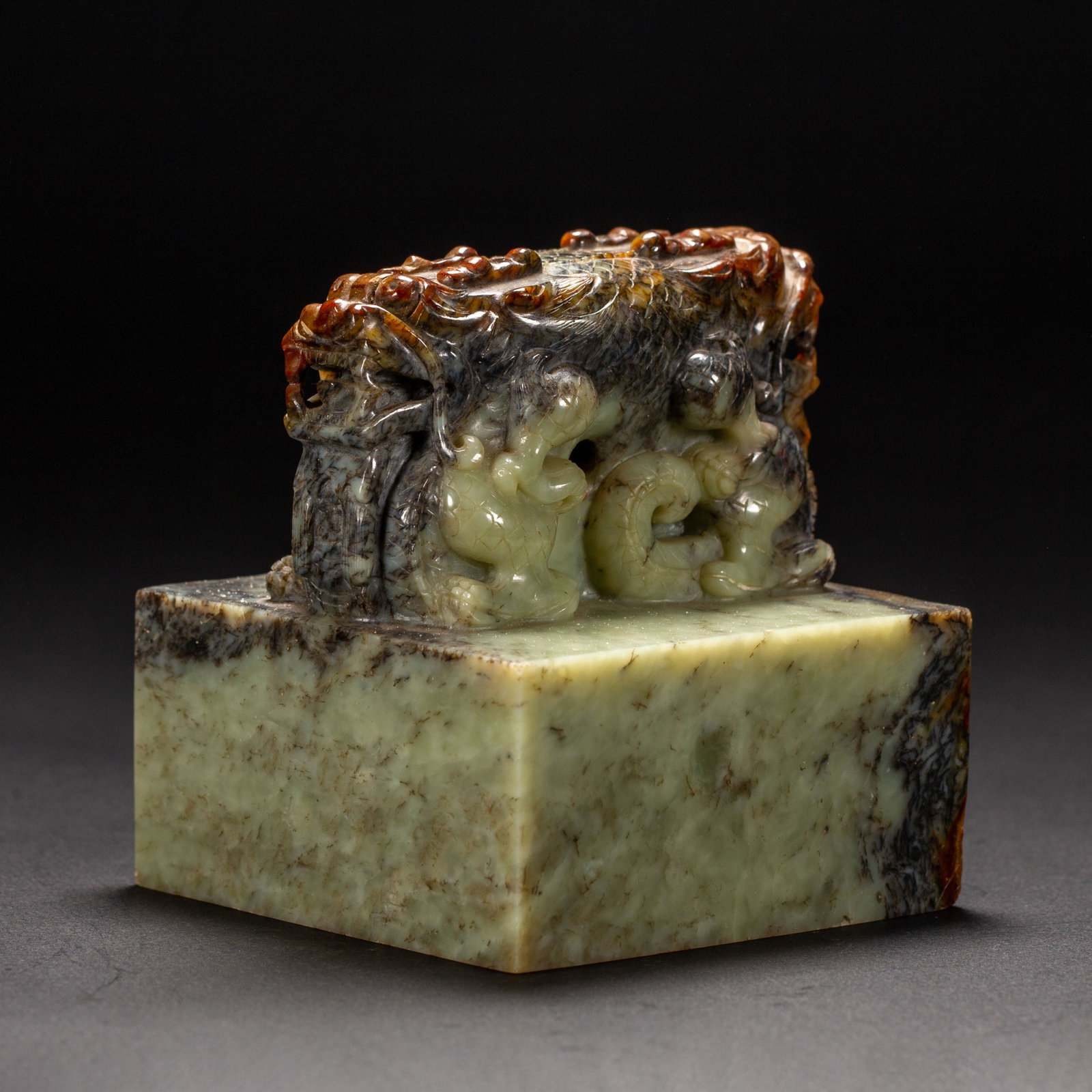 A Chinese Archaic Jade Seal: A Chinese Archaic Jade Seal (9 x 9 x 10cm,Weight 1400 grams)