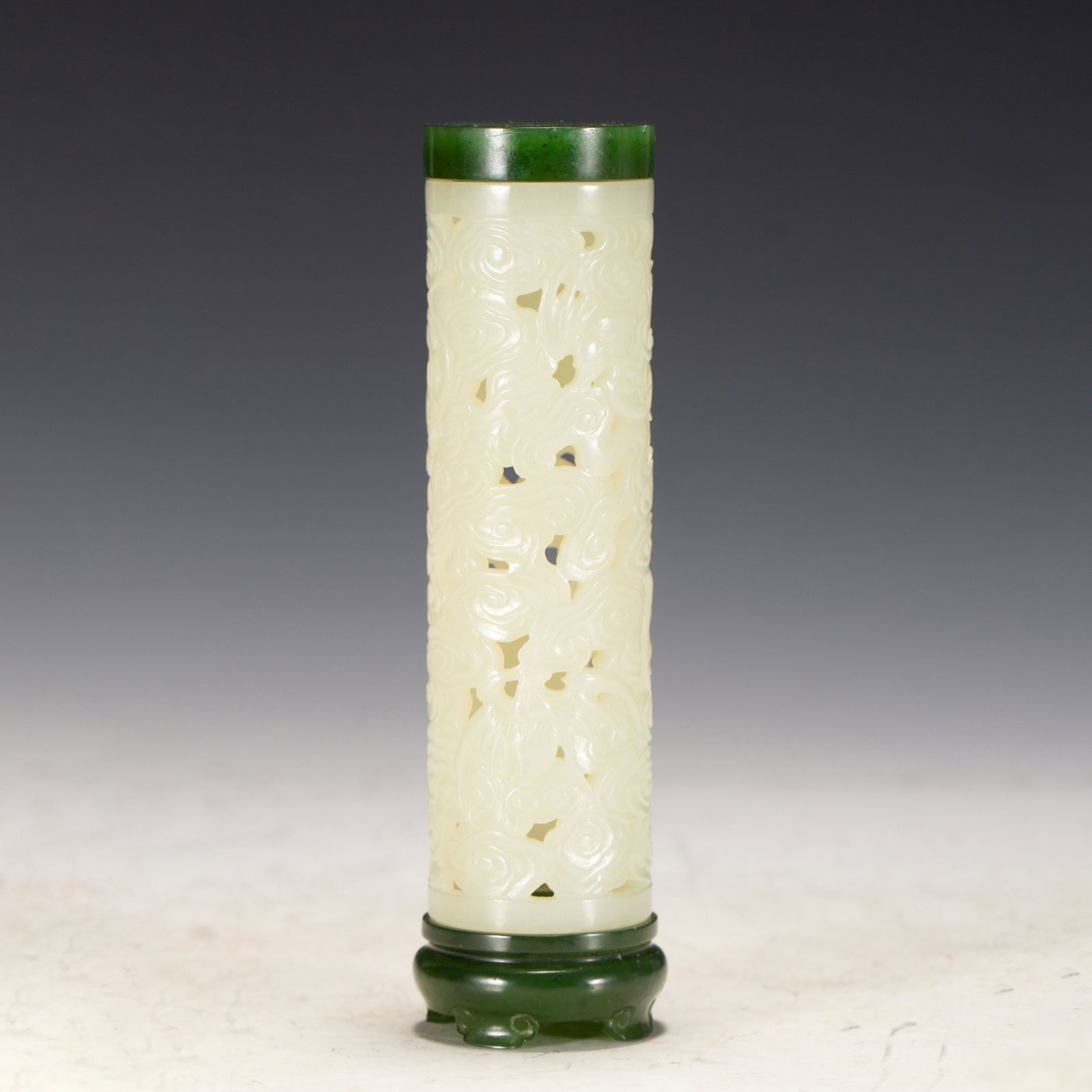 A Chinese Hetian Jade Incense Holder: A Chinese Hetian Jade Incense Holder (4 x 4 x 15cm,Weight 190 grams)