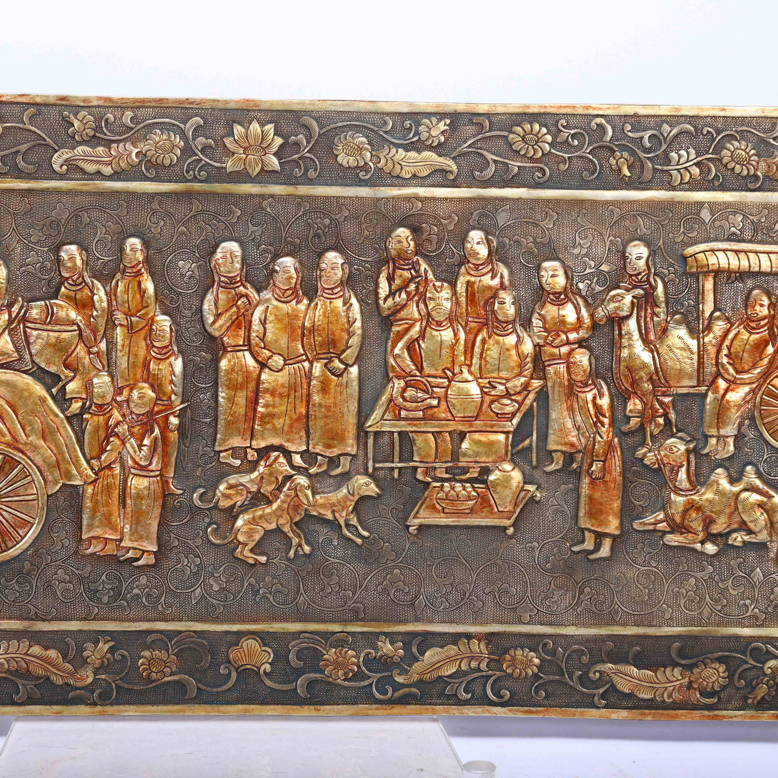 A Chinese Gilt Copper Plaque - 3
