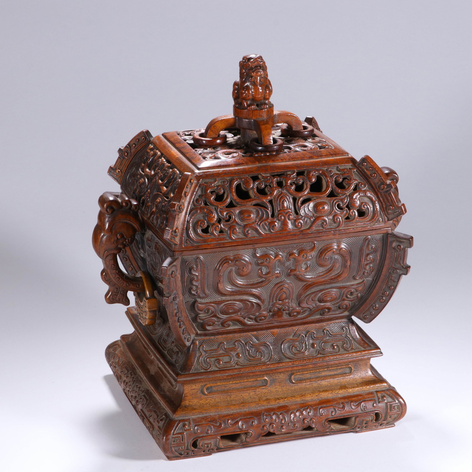A Chinese Huanghuali Censer: A Chinese Huanghuali Censer (27 x 23cm)