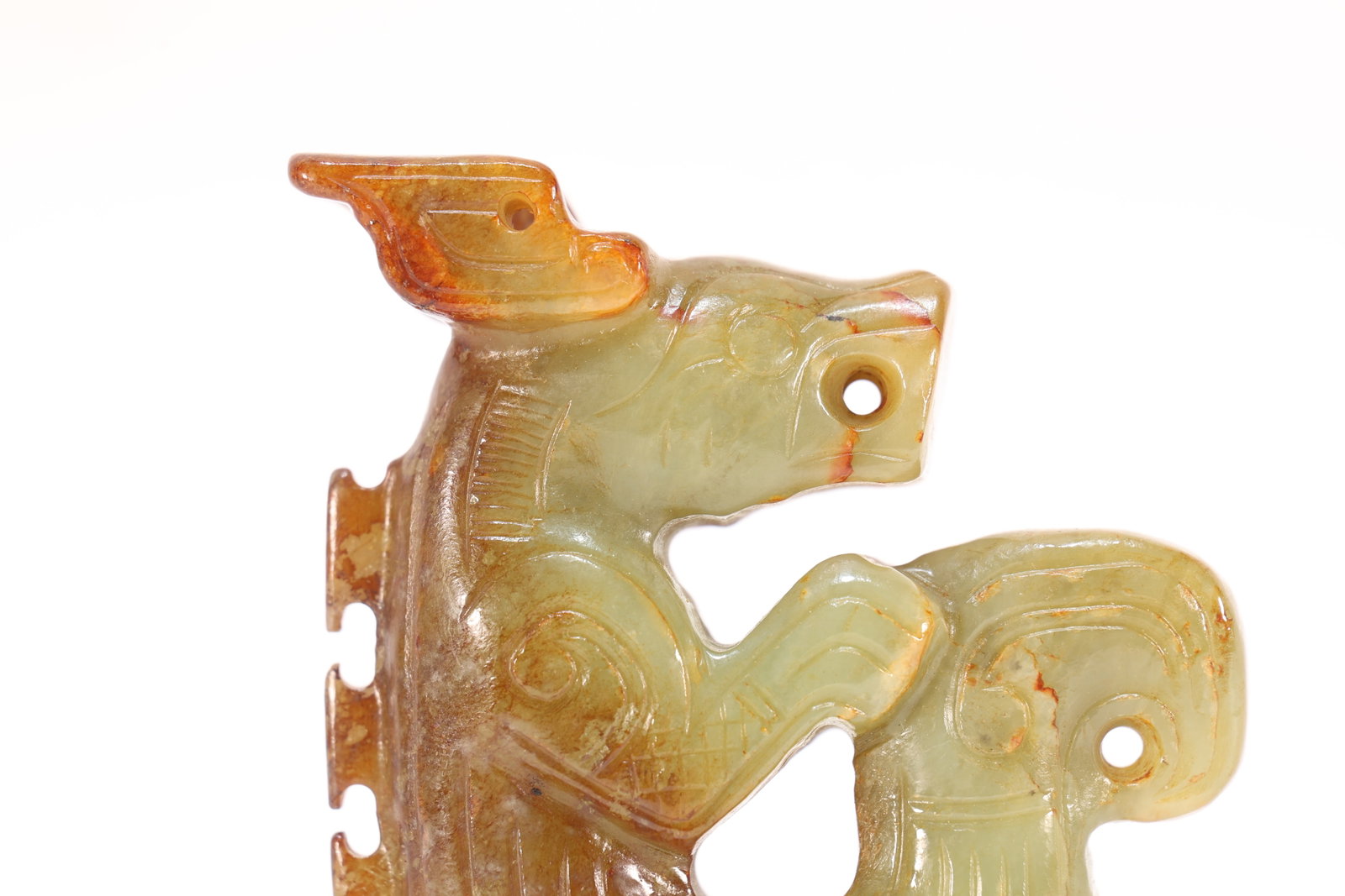 Jade Carved Beast Face Pattern Dragon Shape Ornament - 2