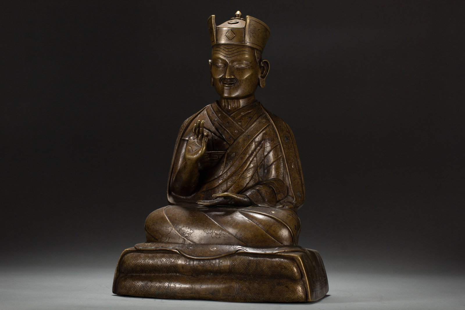 A Chinese Alloy Copper Lama Statue - 4