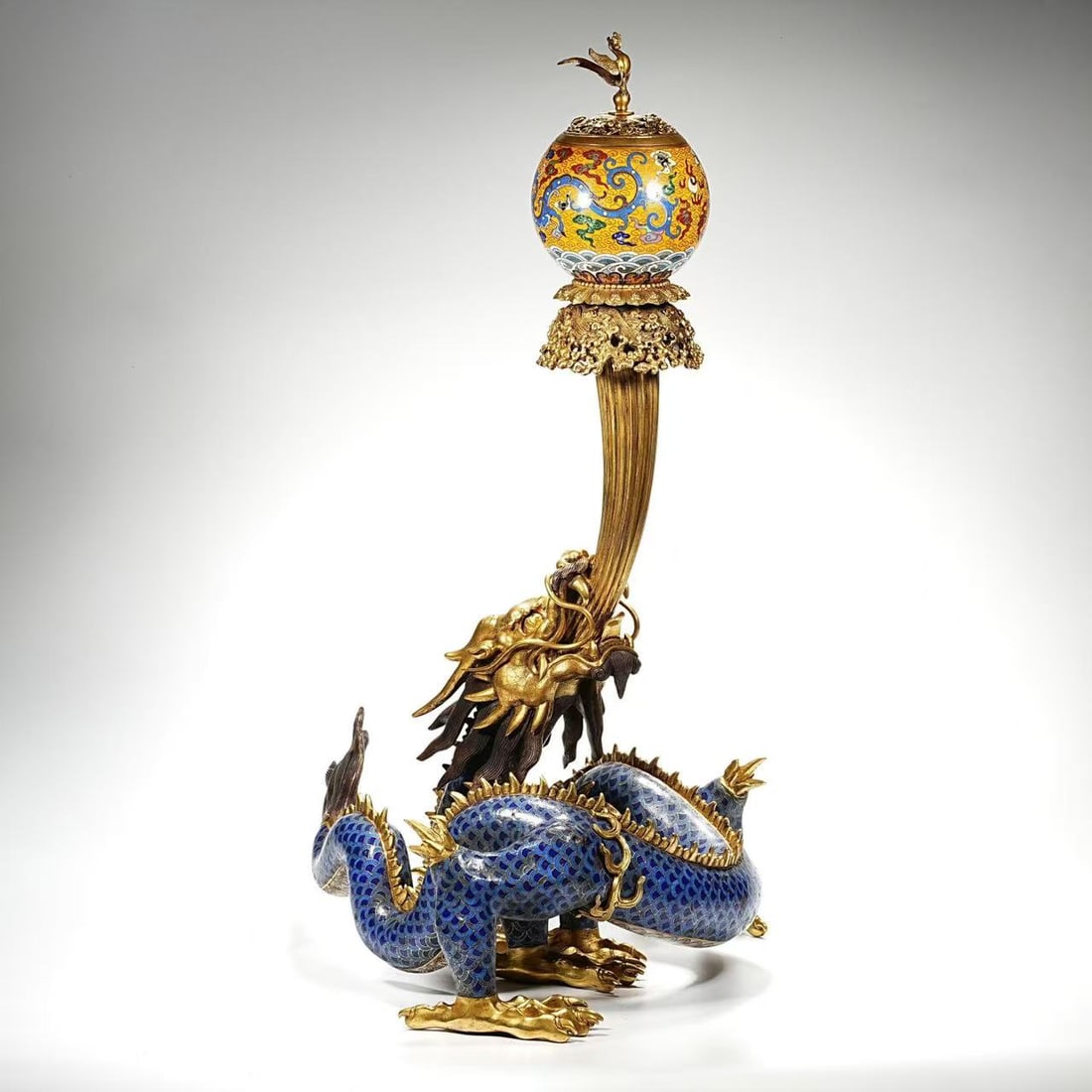 Bronze Cloisonne Carved Dragon Pattern Dragon Shape Incense Burner: Bronze Cloisonne Carved Dragon Pattern Dragon Shape Incense Burner ?63 x 35 x 38cm,12kg?