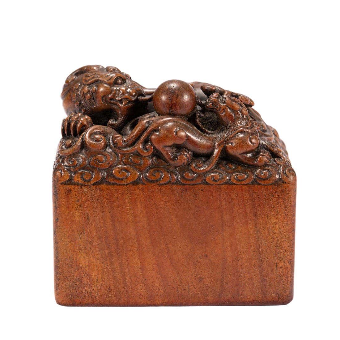 A Chinese Sandalwood Dragon Seal: A Chinese Sandalwood Dragon Seal (9 x 6.5 x 8cm,Weight 340 grams)