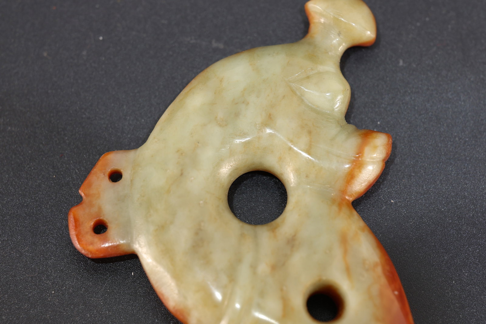 Jade Carved Dragon Shape Bi - 2