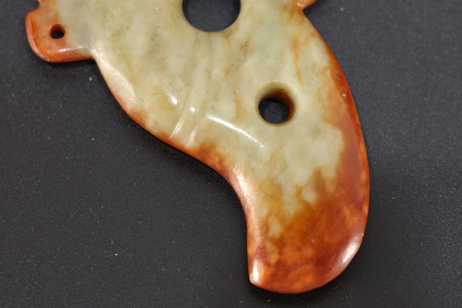 Jade Carved Dragon Shape Bi - 3