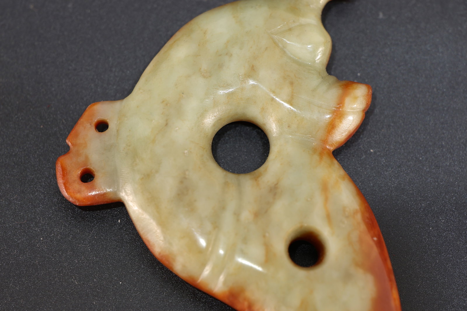 Jade Carved Dragon Shape Bi - 4