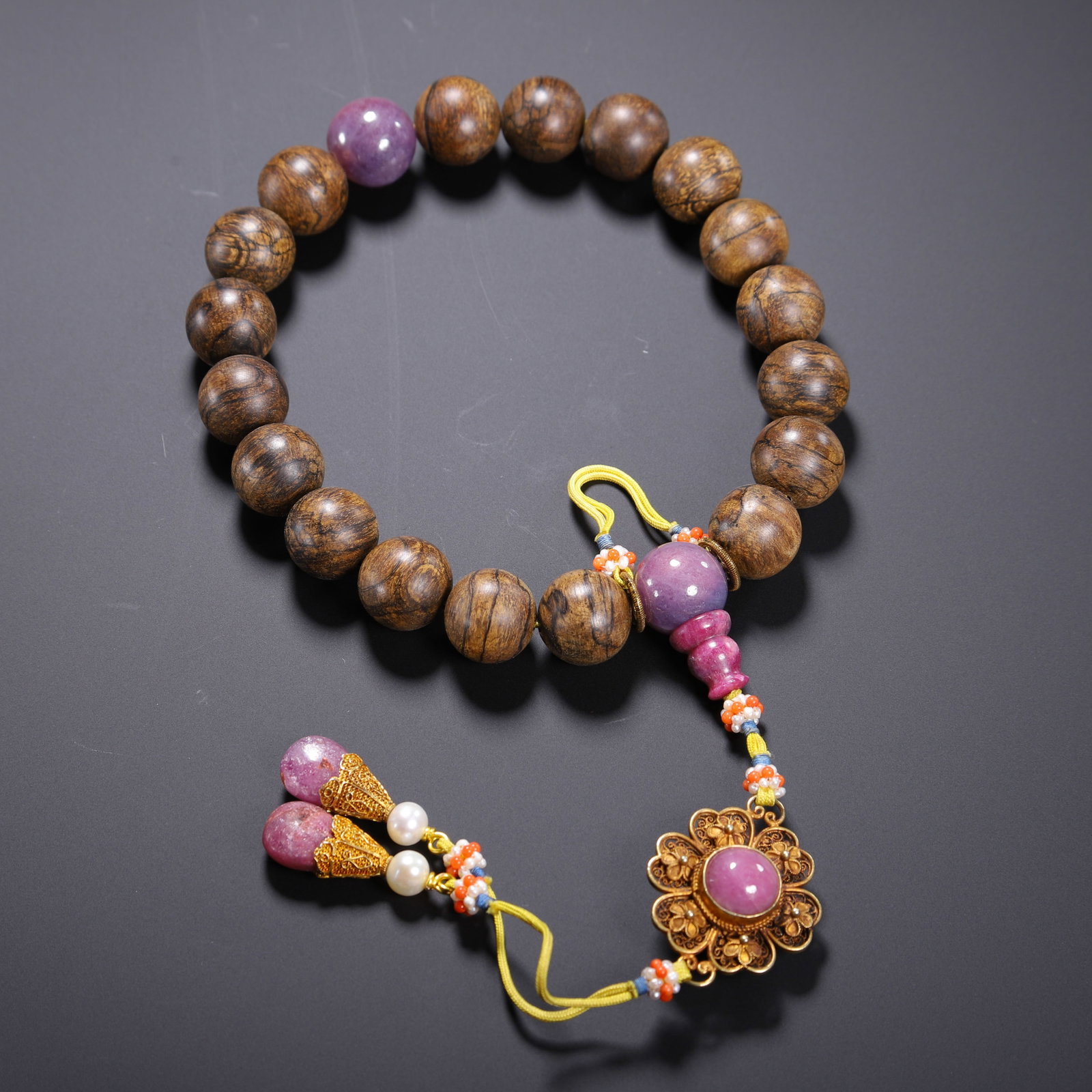 A Chinese Aloeswood Eighteen-Bead Rosary (1 of 9)