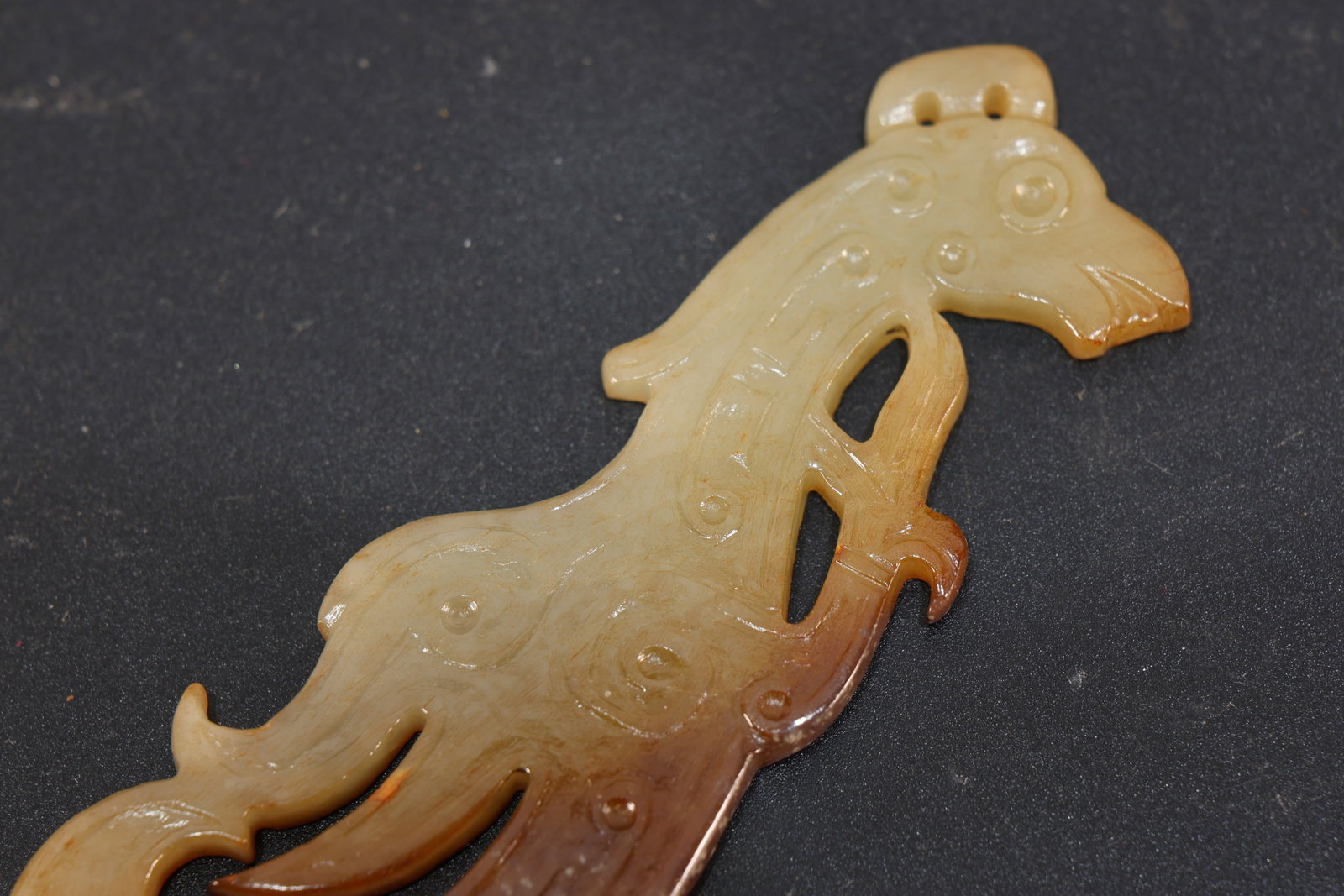 Jade Carved Phoenix Shape Bi - 2