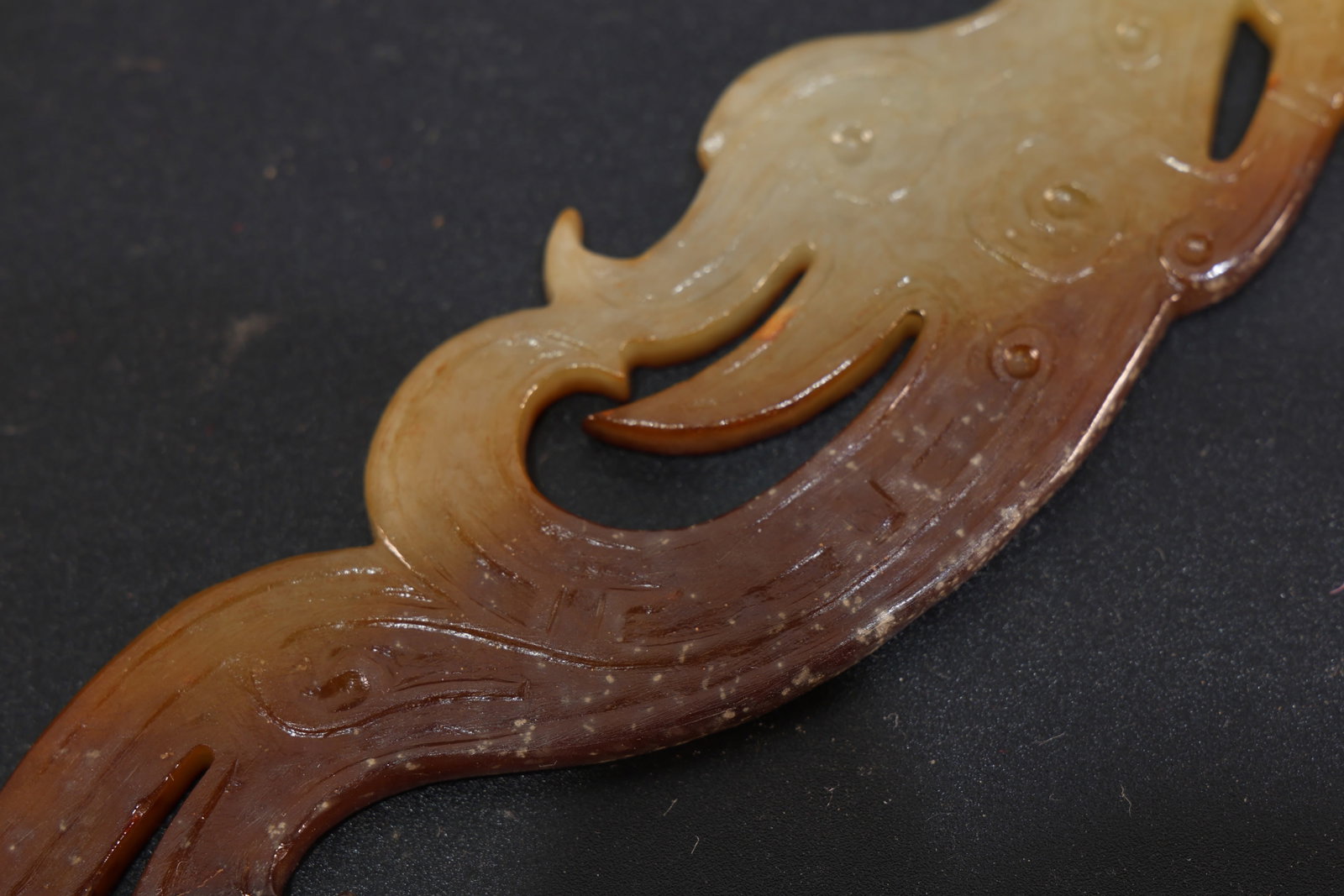 Jade Carved Phoenix Shape Bi - 3