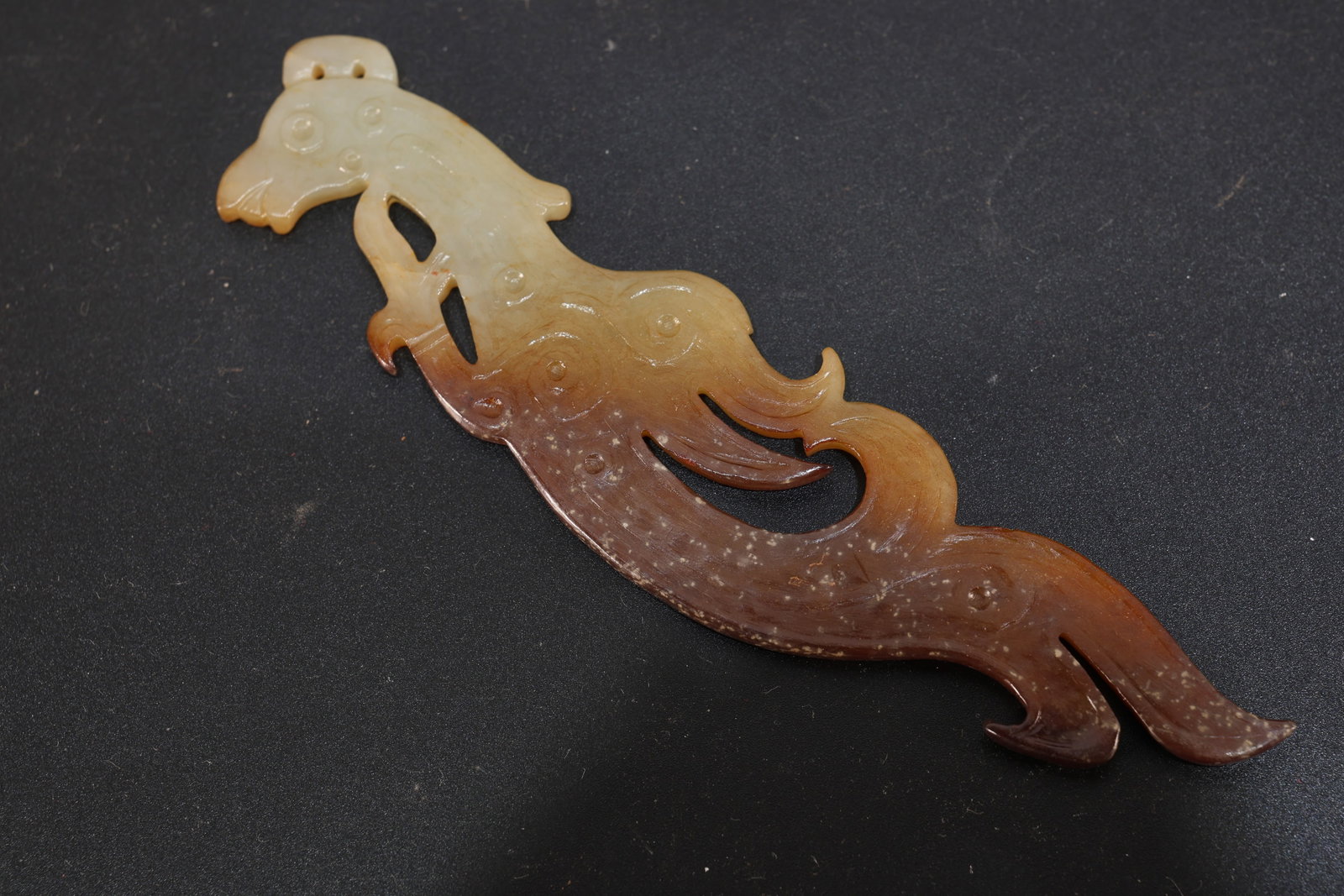 Jade Carved Phoenix Shape Bi - 4
