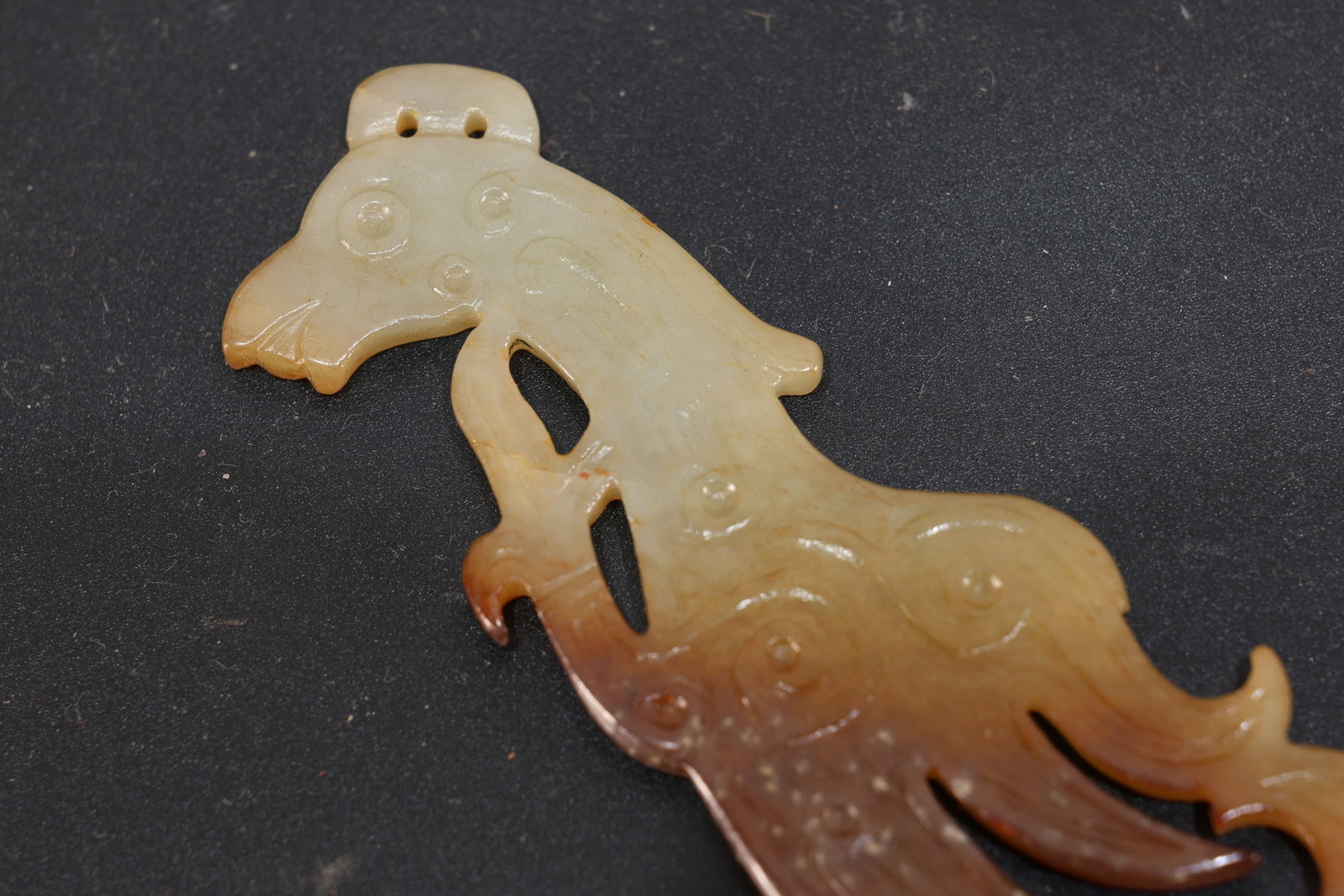 Jade Carved Phoenix Shape Bi - 5