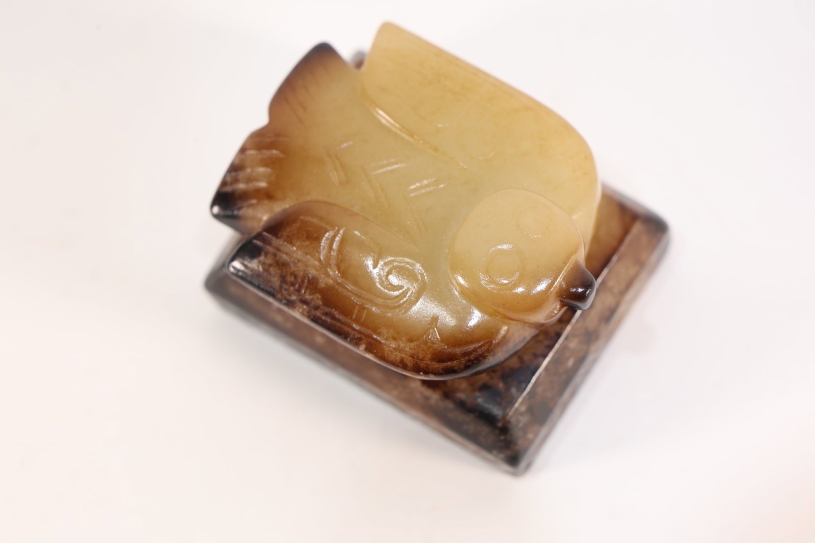 Jade Carved Beast Face Pattern Bird Shape Stone Seal - 3