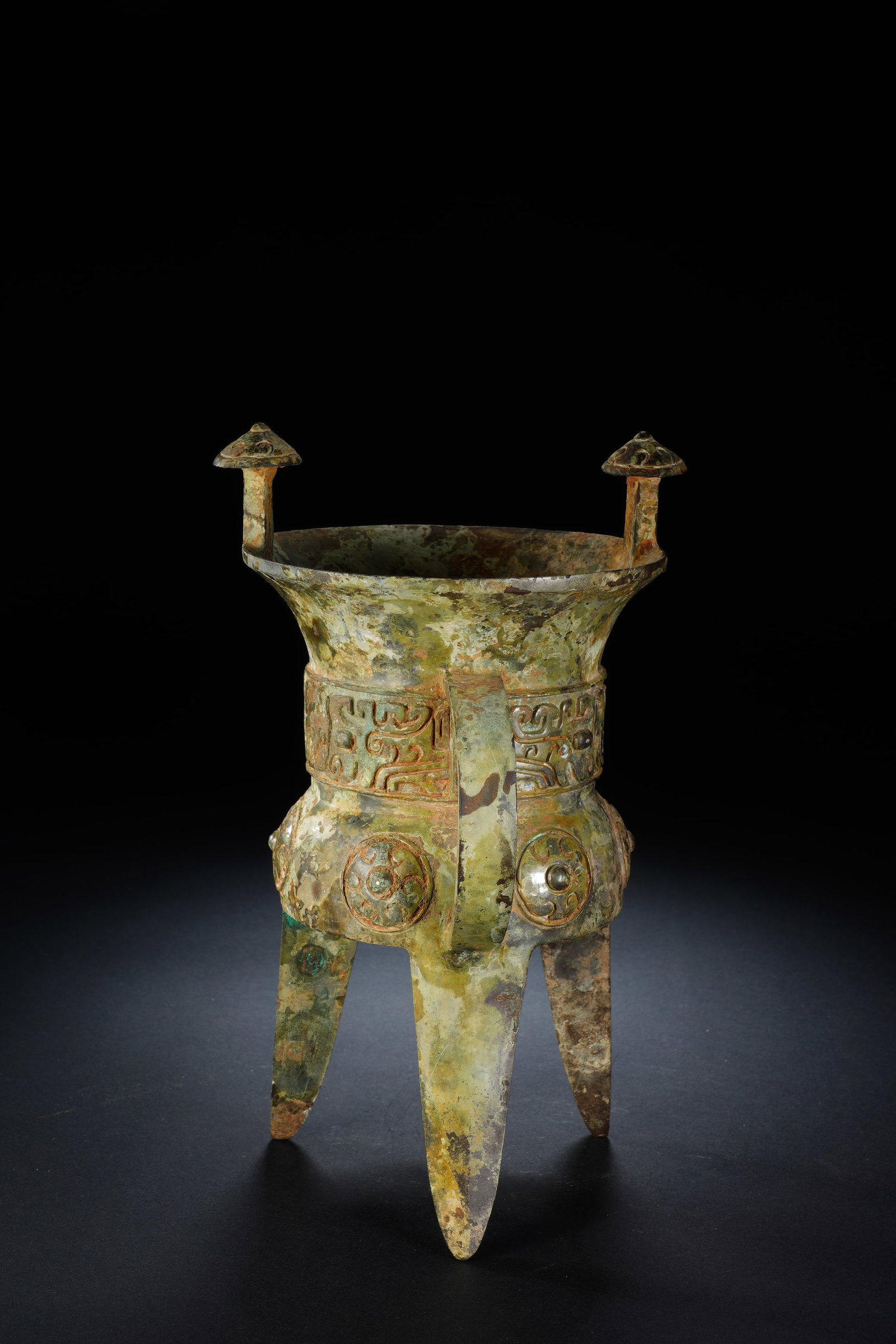 Chinese Bronze Carved Beast Face Pattern Jue - 8