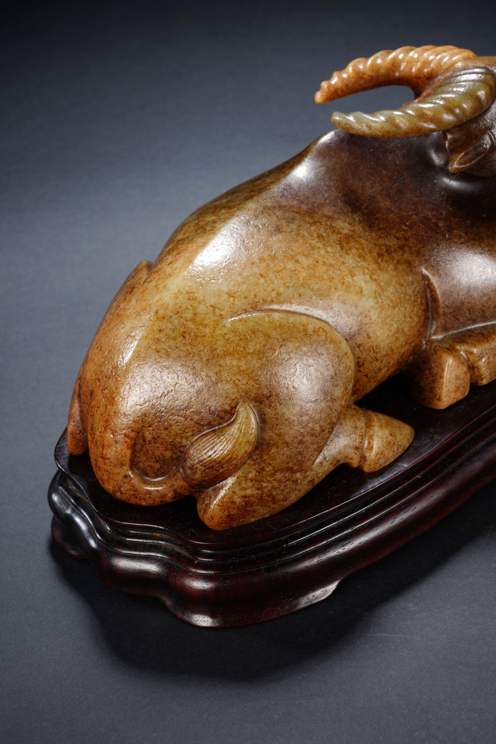 Jade Carved Ox Shape Figure - 6