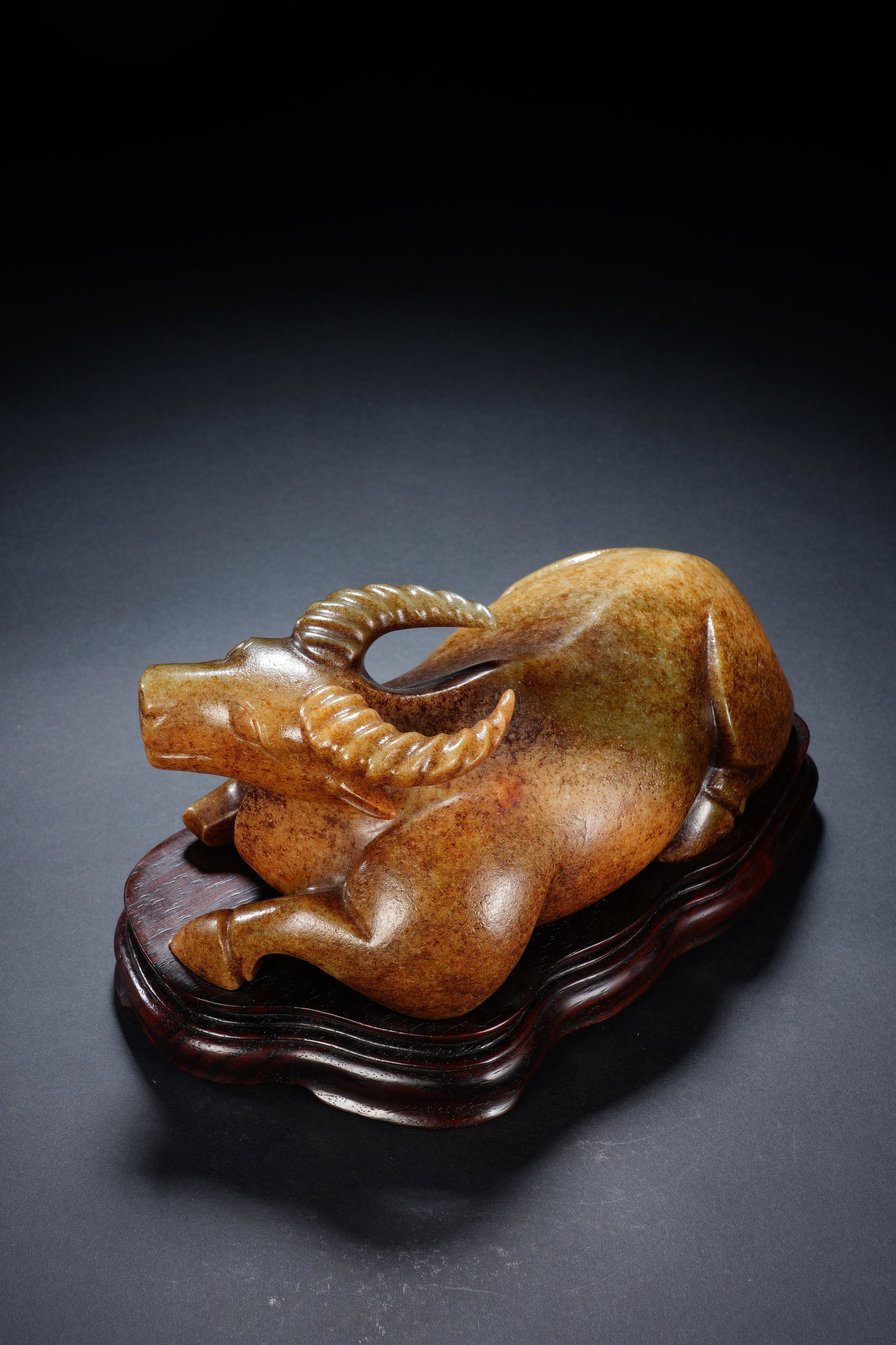 Jade Carved Ox Shape Figure - 8