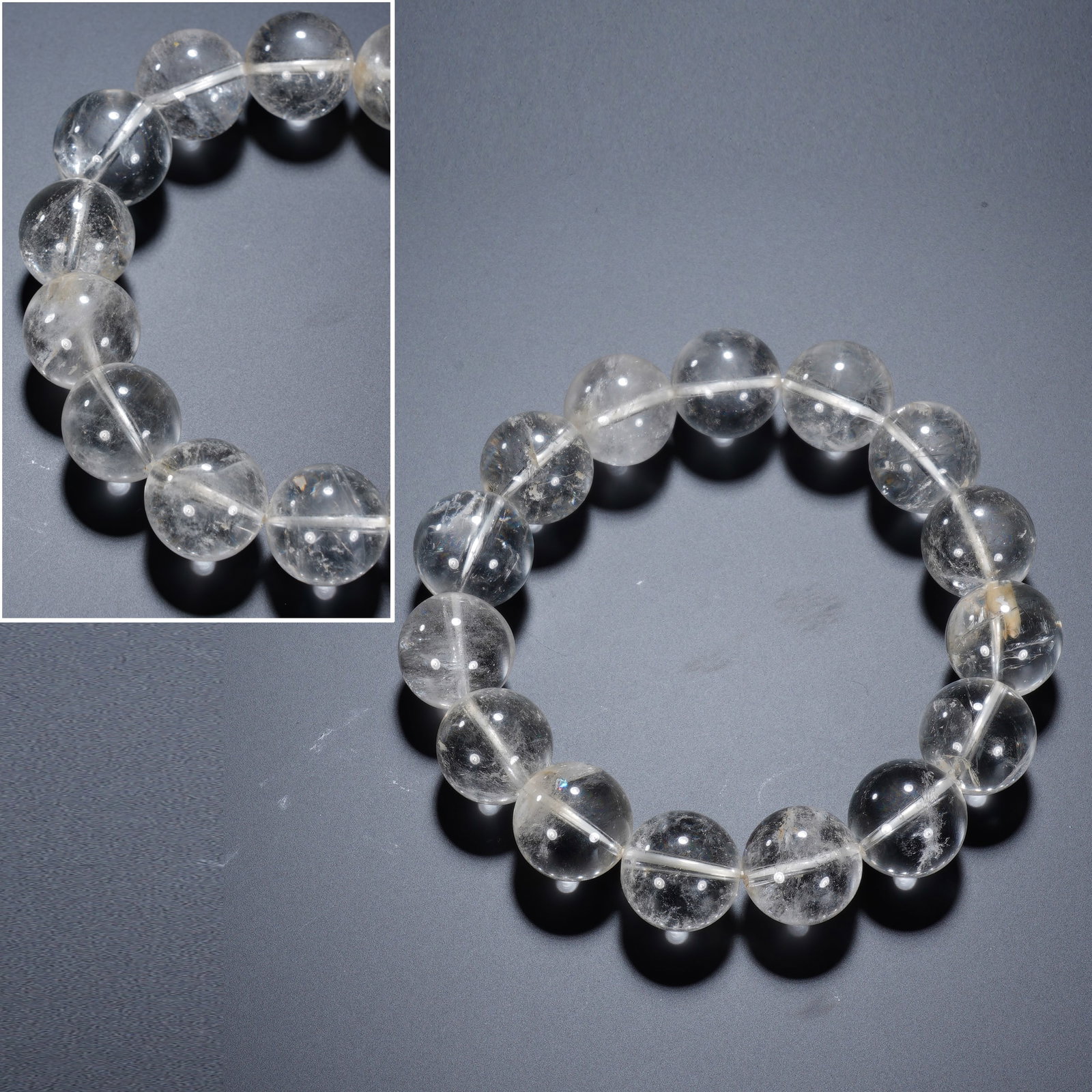 White Crystal Bead Bracelet: White Crystal Bead Bracelet (1.4cm,Weight 62g)