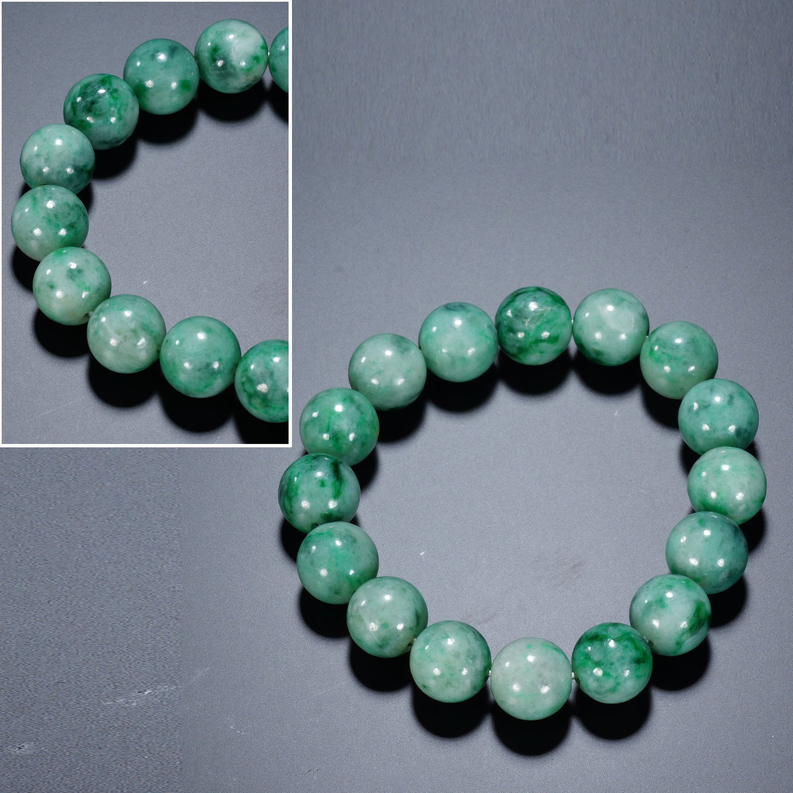 Jadeite Bead Bracelet: Jadeite Bead Bracelet (1.2cm,Weight 55g)