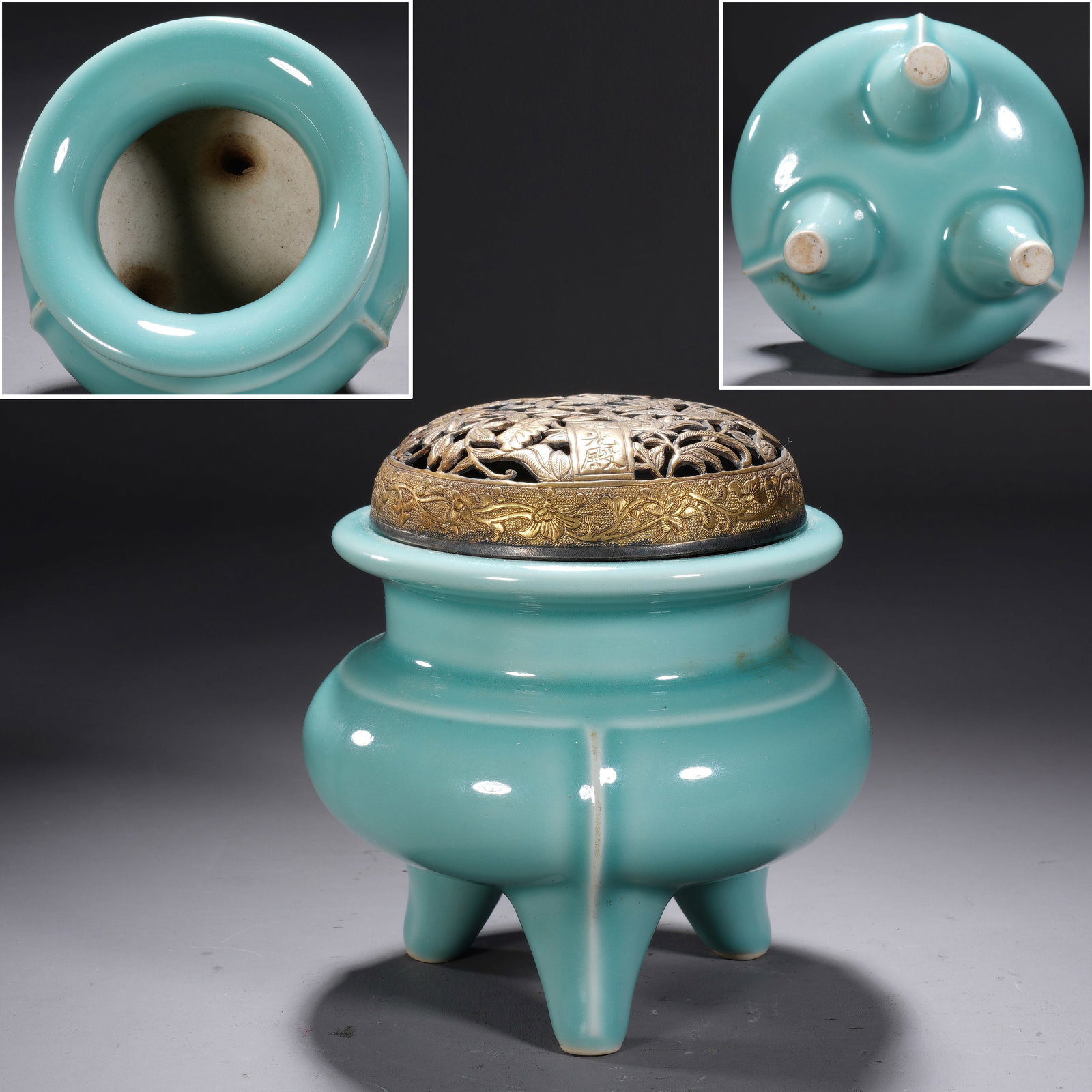 Light Grey Glazed Porcelain Incense Burner (1 of 8)